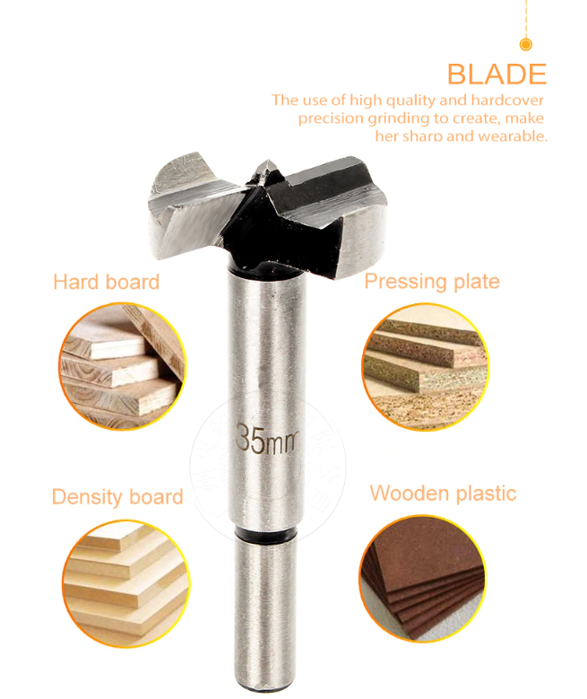 D10 ดอกสว่านคว้านไม้คาร์ไบ Forstner Drill Bits 15-35 มิล ยาว 85 มิล พร้อมกล่องไม้