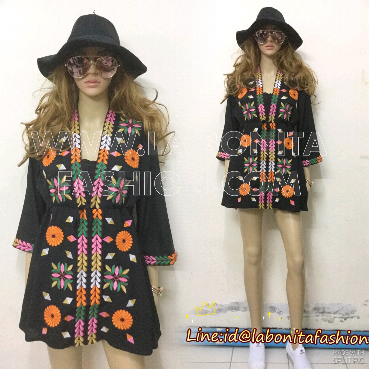 พร้อมส่ง เดรสโบฮีเมียนคอวี ปักลายดอกไม้สีสันสดใส มีเชือกไว้รูดปรับช่วงเอวให้เข้ารูป