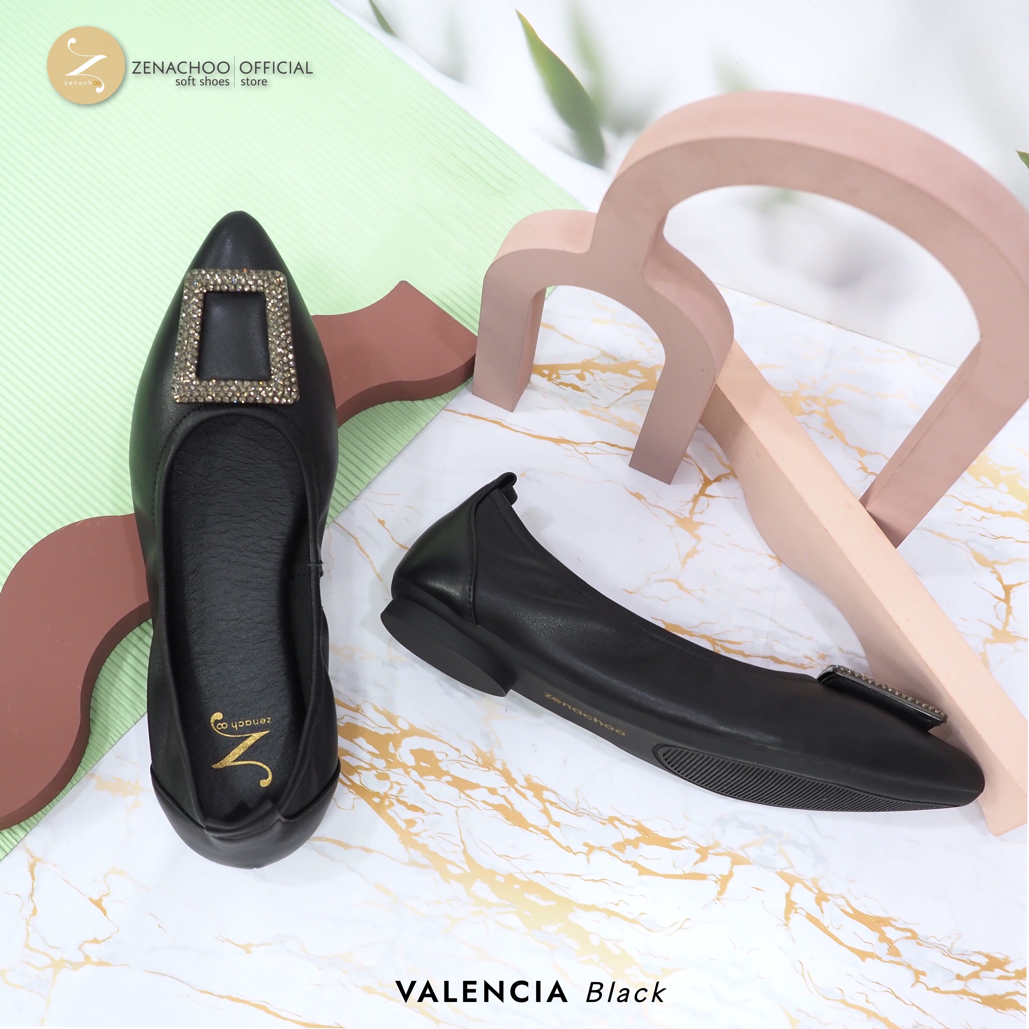 ทรงปกติ: เปลี่ยนไซส์ได้-ไม่รับคืน Zenachoo รุ่น Valencia รองเท้าหนังแกะ ส้นแบน พื้นนิ่มแบบสินค้าลดราคา ไม่รับเปลี่ยน-คืน ทุกกรณึ