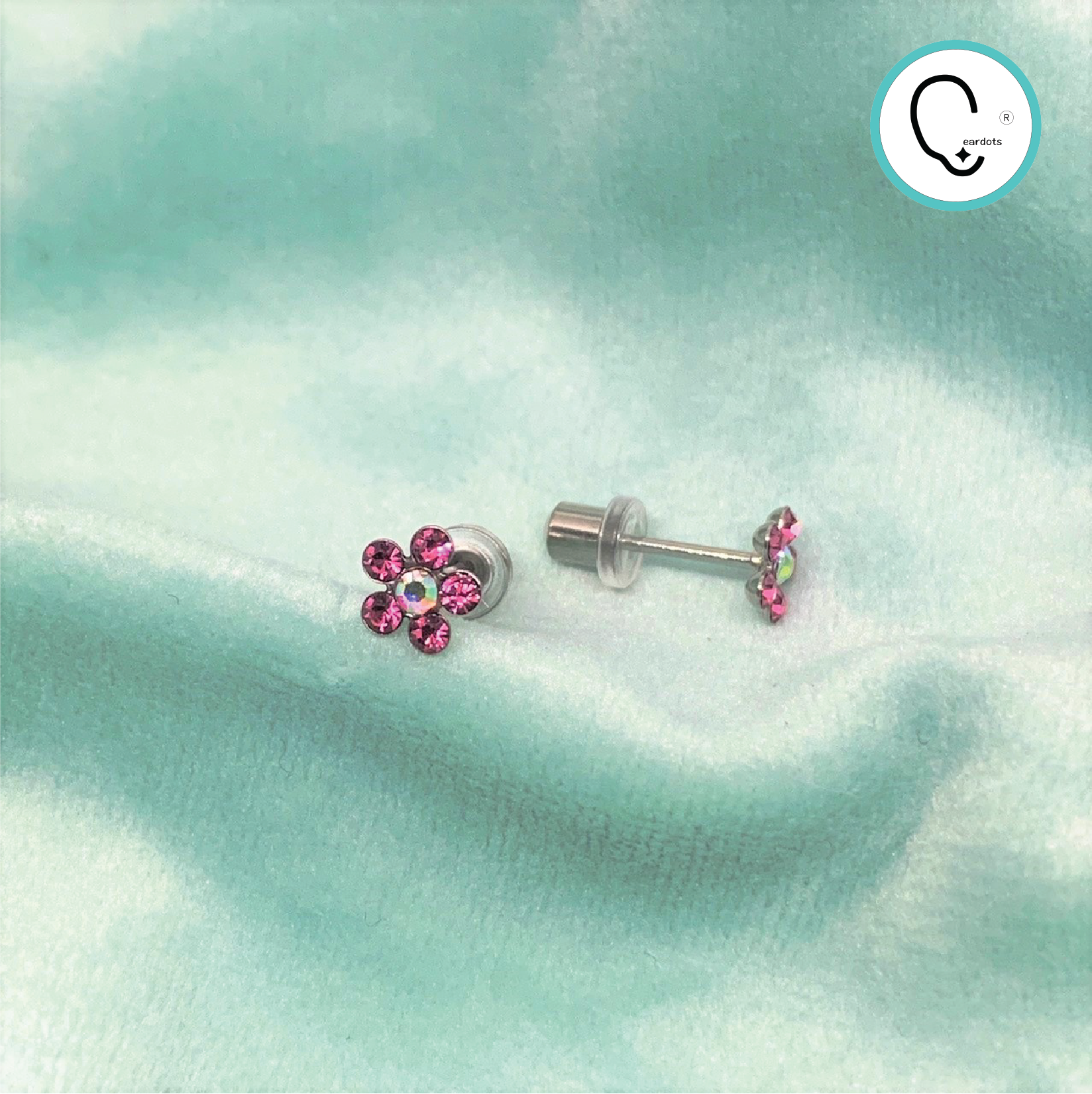 (สำหรับเจาะที่ร้านเท่านั้น)แป้นหมวก สแตนเลสเกรดการแพทย์ DAISY AB ROSE 6MM ปลอดภัย100%