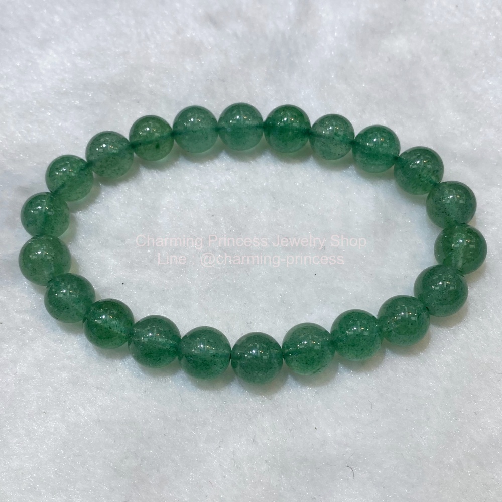 Green Strawberry Quartz สตรอเบอร์รี่ควอตซ์สีเขียว 9 mm หินแห่งความสงบสุข บรรเทาความเครียด ความวิตกกังวล และความไม่สบายใจได้