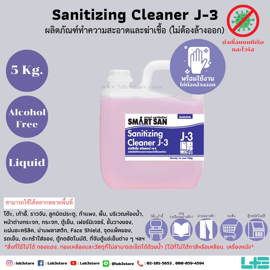 Saraya - ผลิตภัณฑ์ทำความสะอาดและฆ่าเชื้อ Sanitizing Cleaner J-3