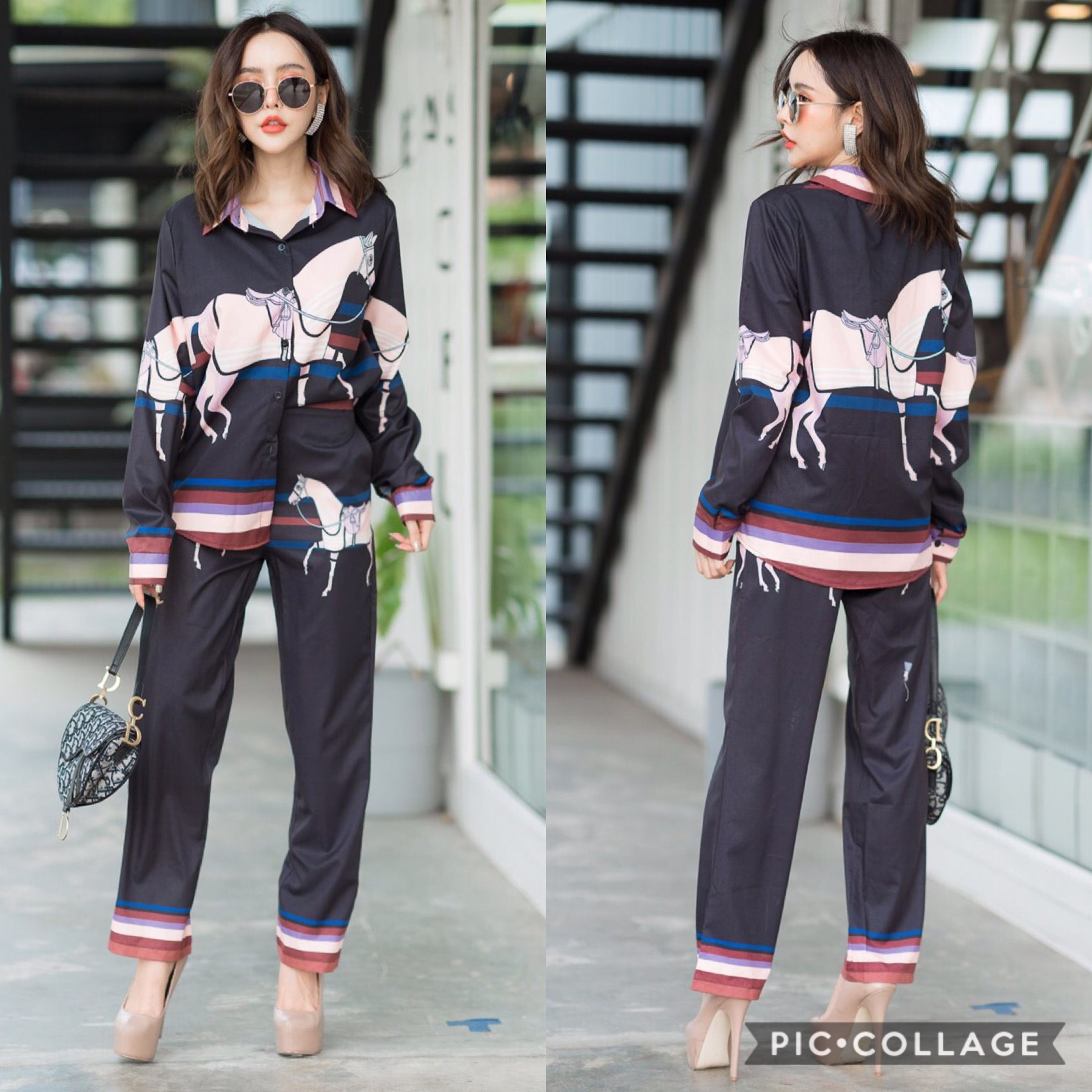 ชุดเซ็ทเสื้อกางเกงขายาว ลายม้า🐎ขายดีมากค่ะ