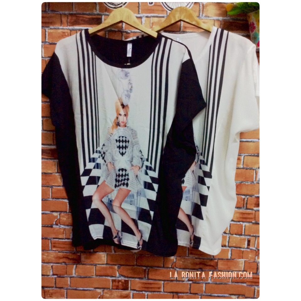 เสื้อตัวยาว พิมลายผู้หญิงกิ๊บเก๋