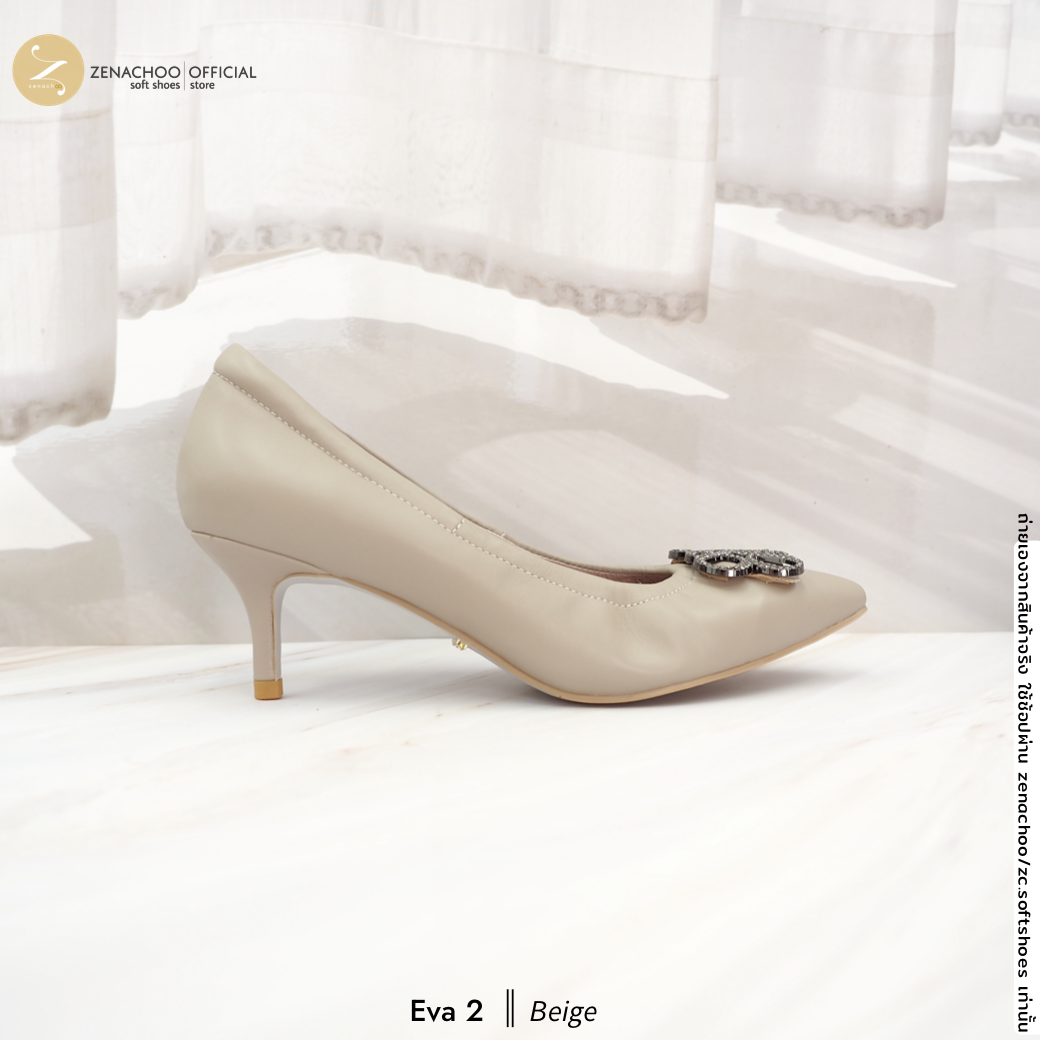 ทรงปกติ ZENACHOO รุ่น Eva2 รองเท้าทำงาน ส้นสูง 2 นิ้ว หัวแหลม หนังแกะนิ่ม ประดับคริสตัล ใส่สบาย เปลี่ยนไซซ์ได้ ไม่รับคืนสินค้าทุกกรณี