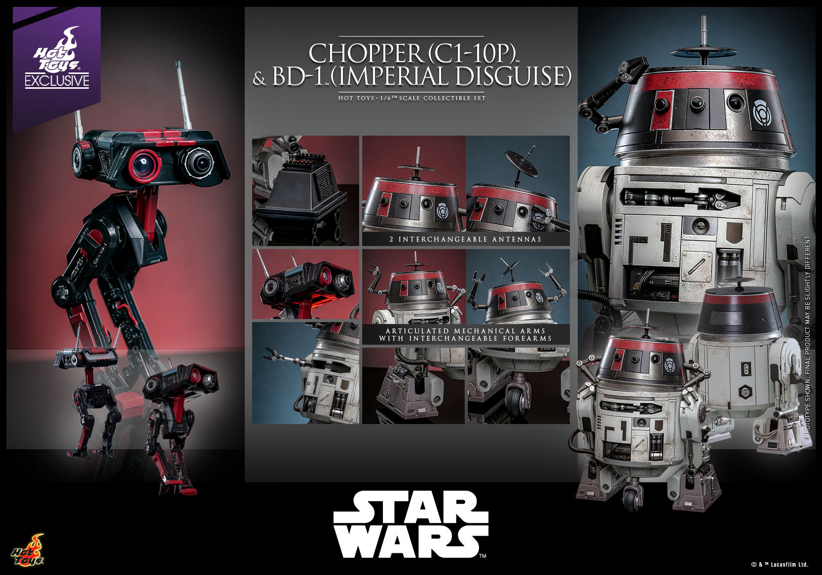 Hot Toys TMS152 Star Wars - Chopper (C1-10P) & BD-1 (Imperial Disguise) [Hot Toys Exclusive]