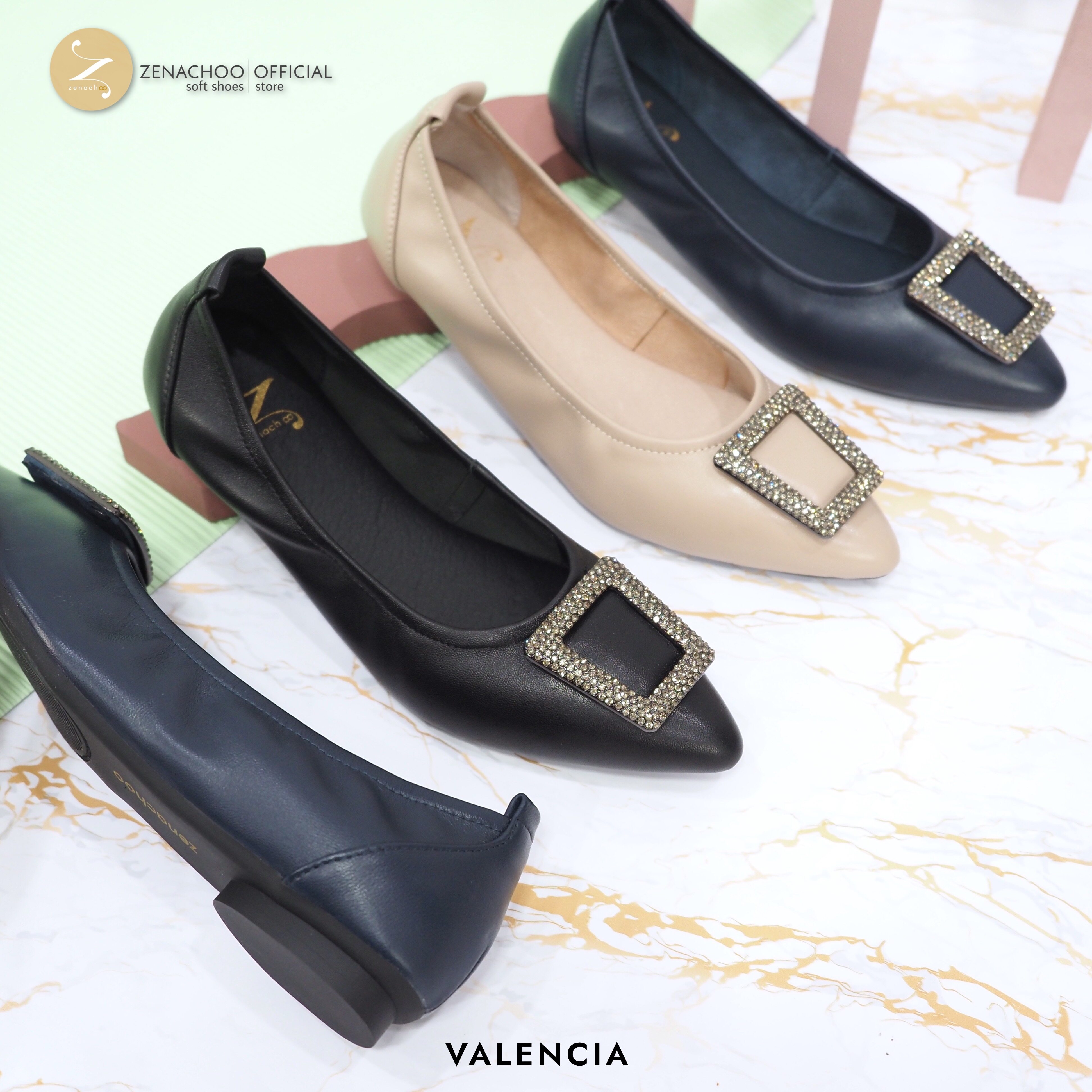 ทรงปกติ: เปลี่ยนไซส์ได้-ไม่รับคืน Zenachoo รุ่น Valencia รองเท้าหนังแกะ ส้นแบน พื้นนิ่มแบบสินค้าลดราคา ไม่รับเปลี่ยน-คืน ทุกกรณึ