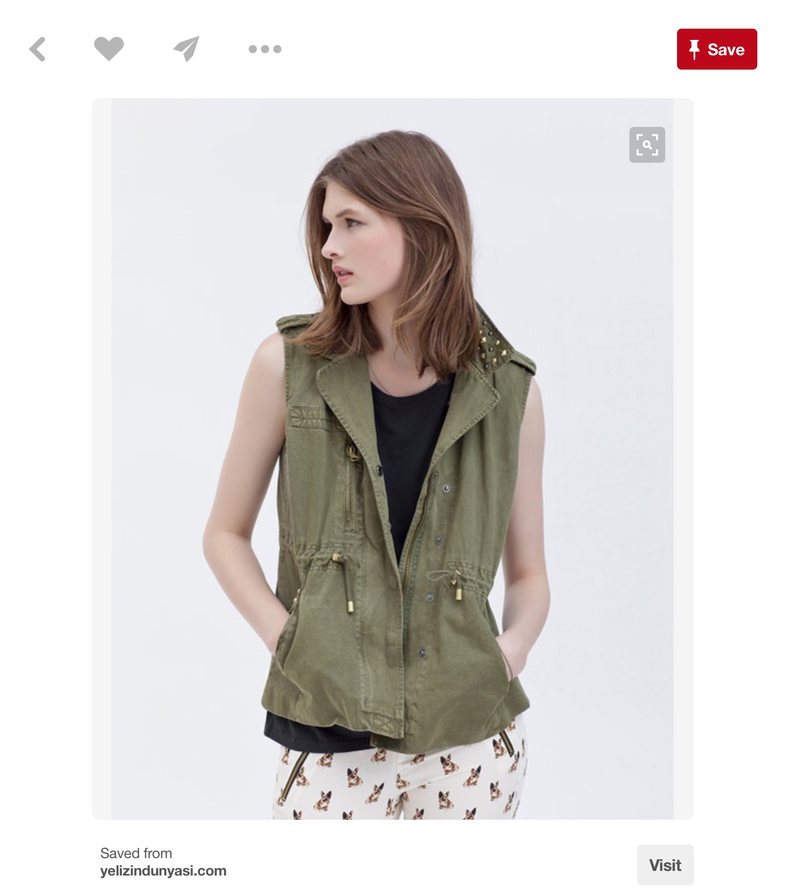 เสื้อกั๊กสีเขียวทหาร แต่งหมุดทองเท่ๆ