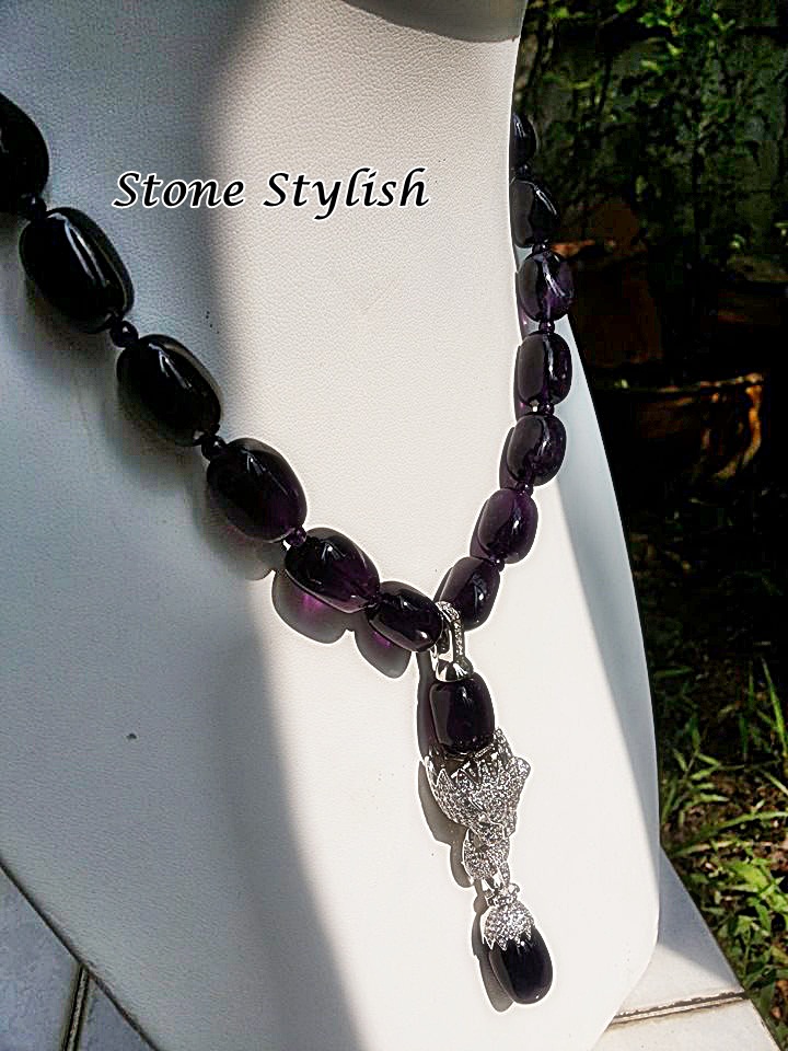 สร้อยคอ อเมทิสต์ จาก โมกก พม่า หัวสิงห์ /Amythyst Necklace