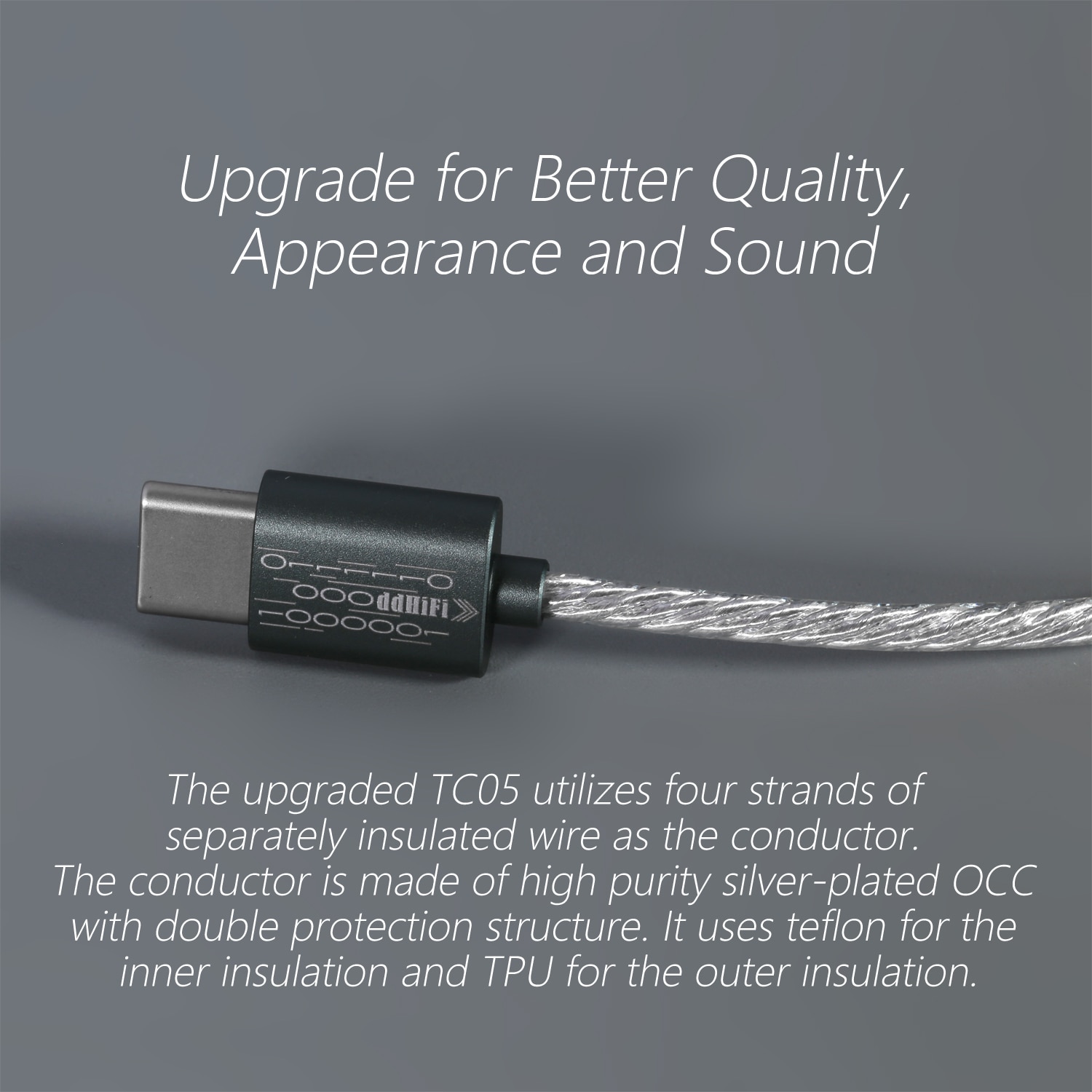 ขาย DD TC05 V2 สายแปลง TypeC เป็น TypeC สาย OCC ชุบเงิน