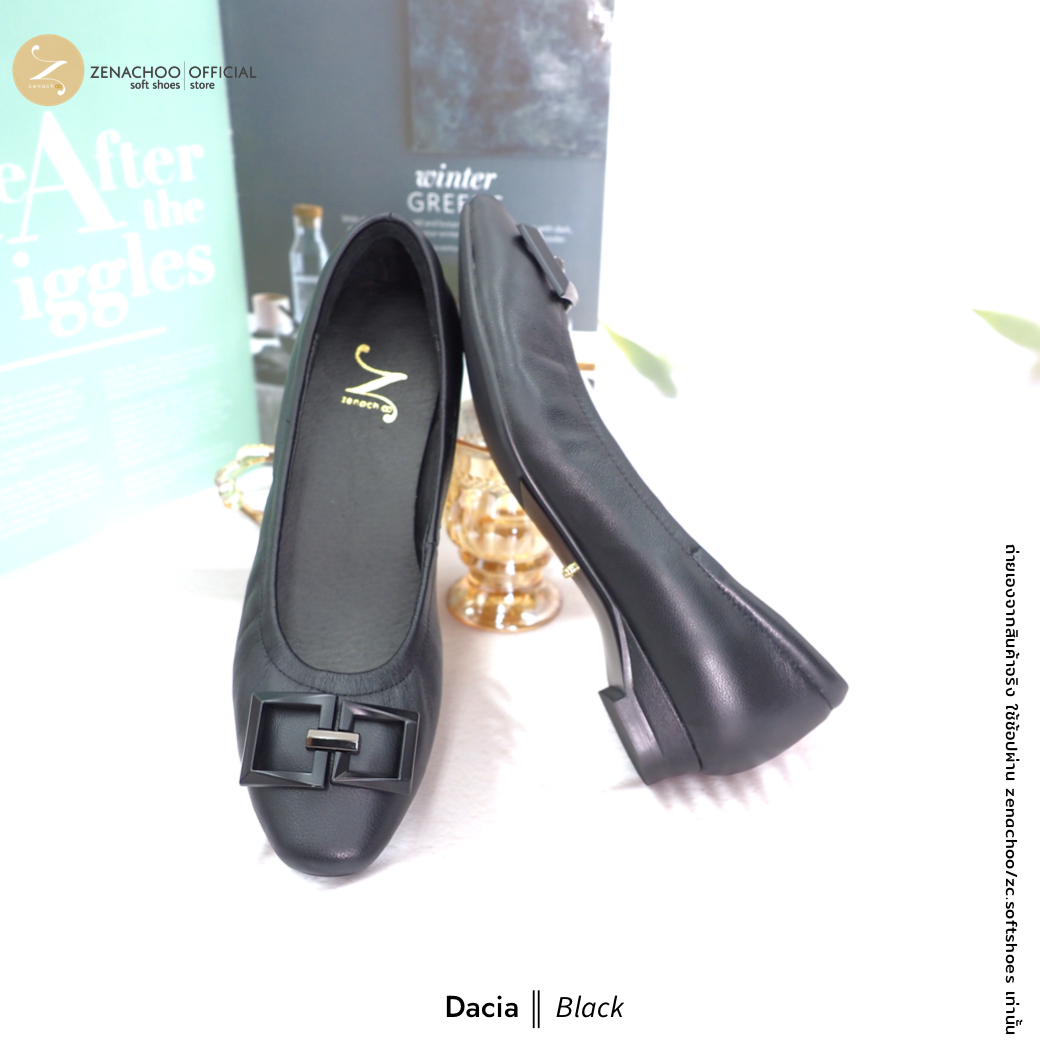 รองเท้าคัชชูหัวมน หนังแกะแท้ ทรงFlat หนังแกะนิ่ม Dacia flat สูง 1 นิ้ว ใส่สบาย ทรงปกติ เปลี่ยนไซซ์ได้ ไม่รับคืนสินทุกกรณี