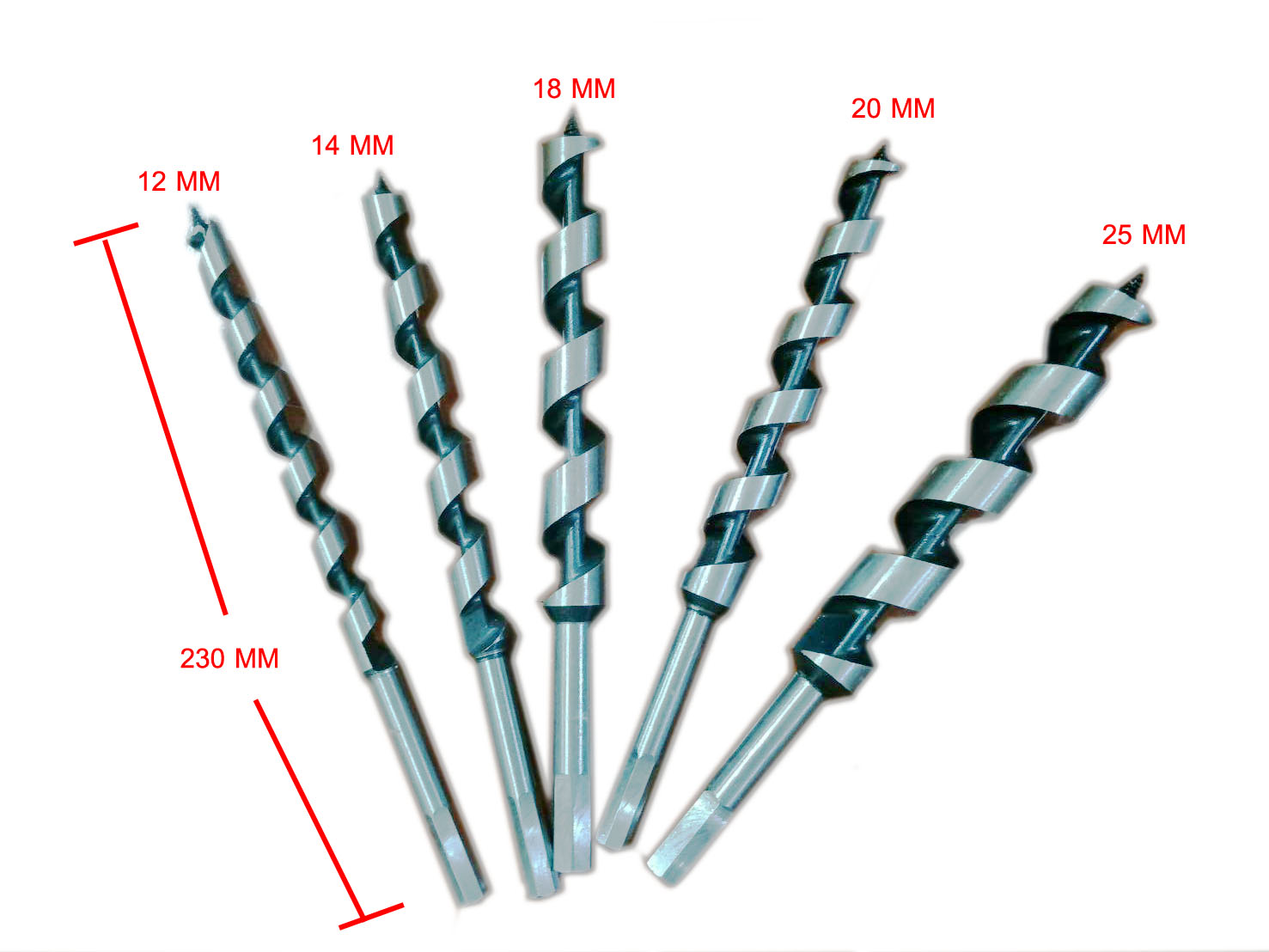 D26 ชุดดอกเจาะไม้ยาว 230 mm 12-25 mm สำหรับ เจาะ/ต้นไม้ /เจาะไม้หนา ชุด 5 ดอก