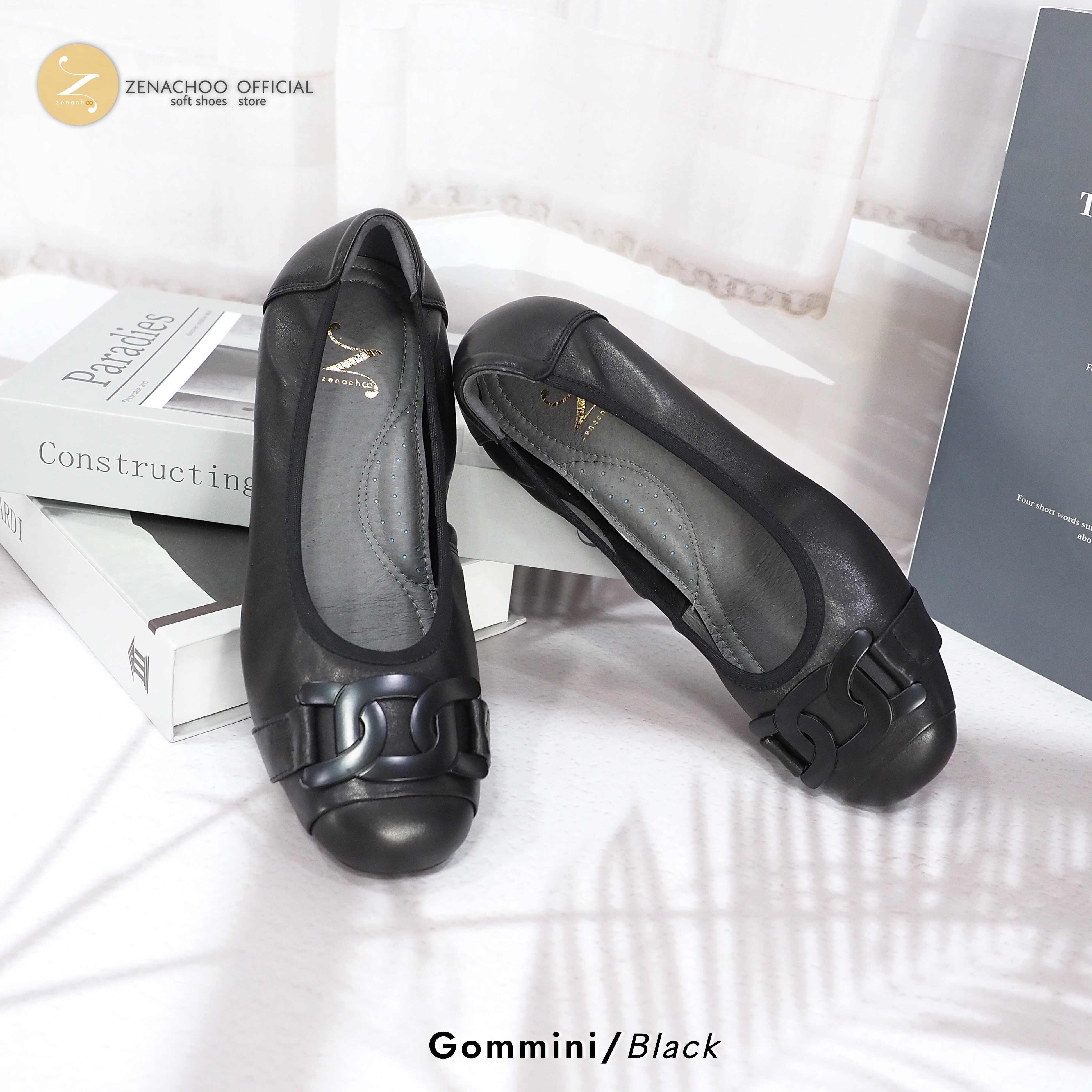 ทรงปกติ เปลี่ยนไซส์ได้-ไม่รับคืน Zenachoo รุ่น Gommini สูง 1 นิ้ว รองเท้าหนังแกะแท้ หัวตัดหน้ากว้าง หนังนิ่มมาก