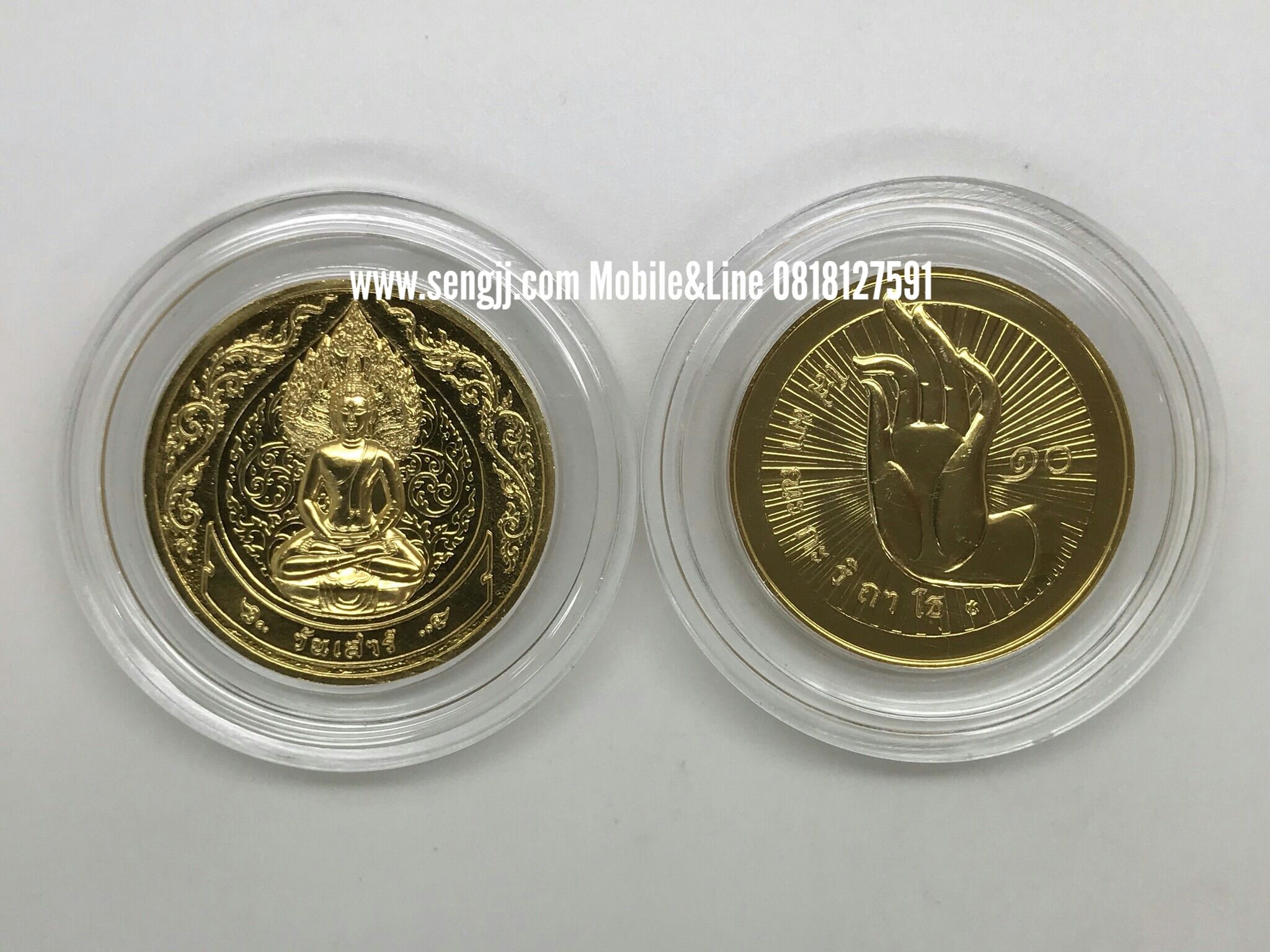 เหรียญที่ระลึกนิเกิลชุบทอง 3 ซม. พระประจำวัน 8 ปาง (ชุดละ 8 เหรียญพร้อมใบรับรอง)