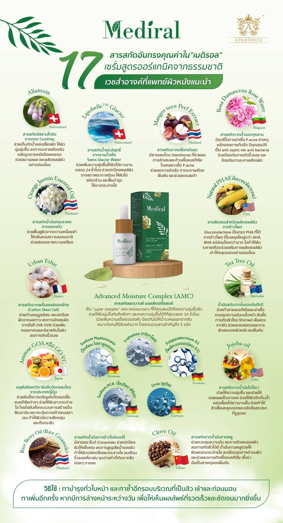 Mediral เซรั่มปราบสิว ผิวนุ่มชุ่มชื้น Natural Advance Anti Acne ชิ้น