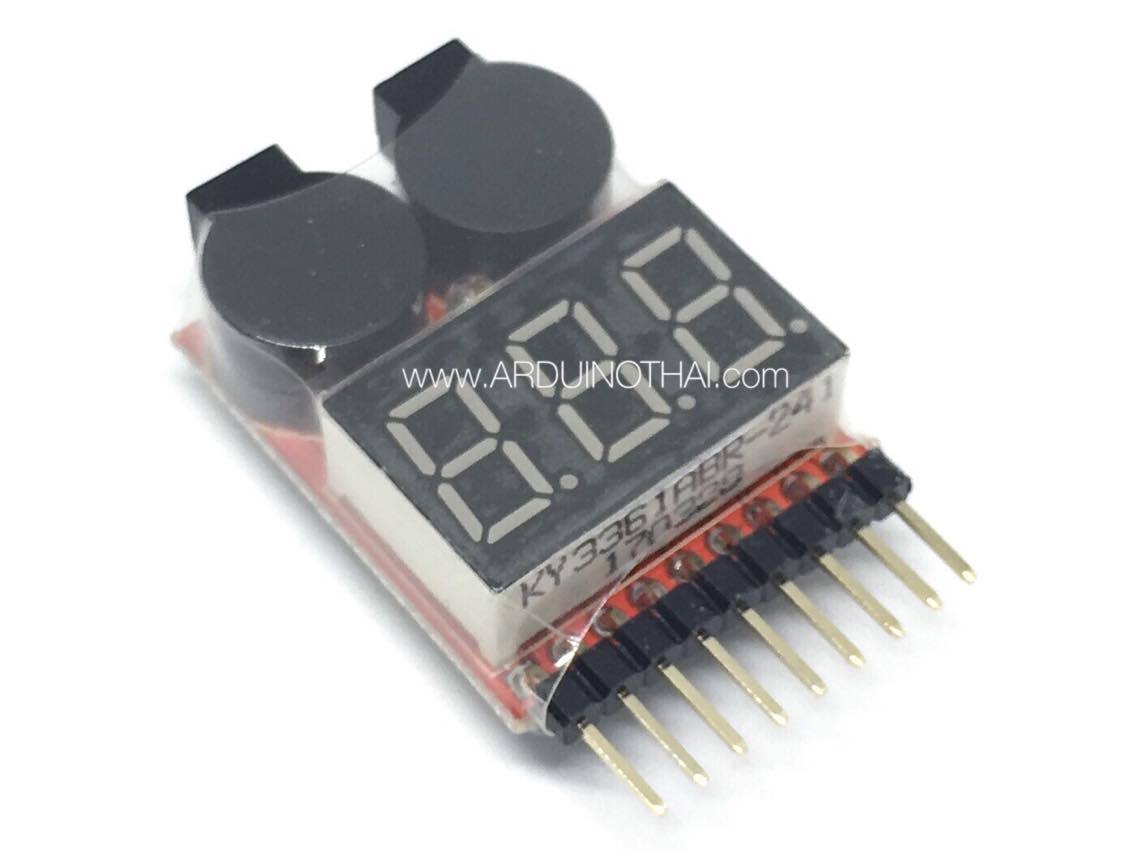 โมดูลวัดระดับแบตลิโพ 1-8S LiPo Battery Voltage Tester Low Voltage Buzzer Alarm สต็อกไทยส่งไว