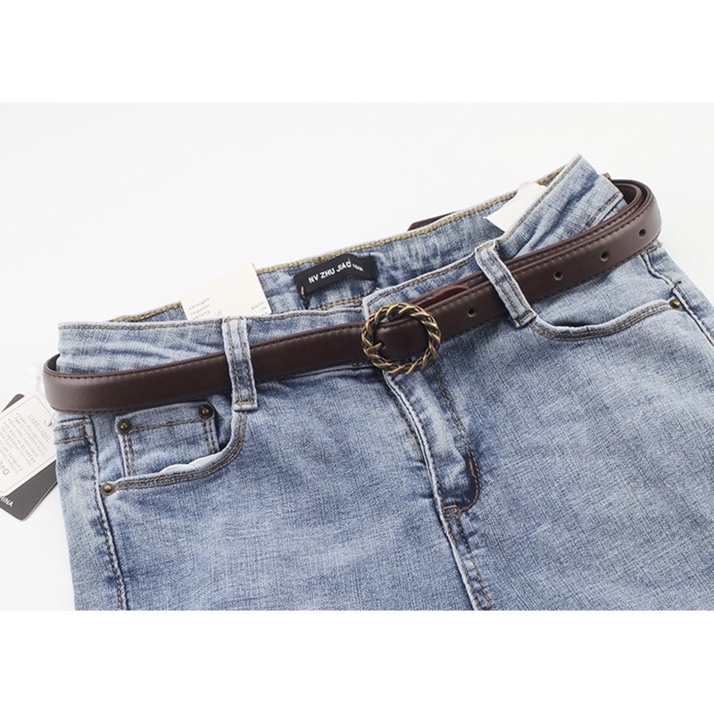 เข็มขัดหนังPU เข็มขัดหัวกลมถักเกลียว