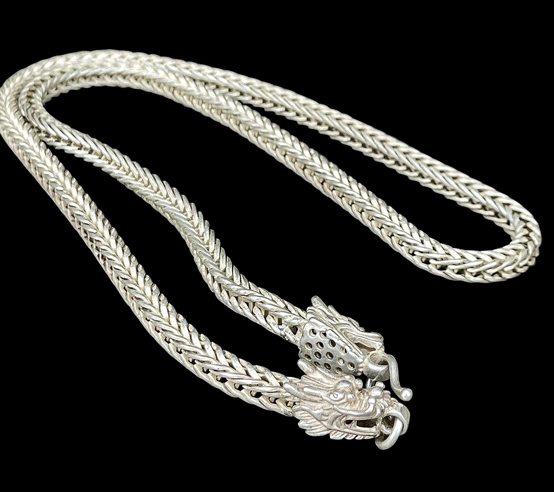 สร้อยเงินเก่า สร้อยคอเงิน หัวลายมังกร สร้อย