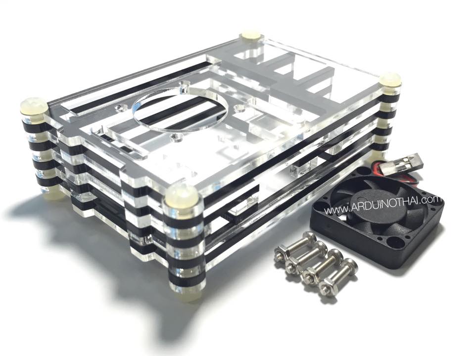 Acrylic Case for Raspberry Pi 3 Model B/B+ พร้อมพัดลม (Set 2) สต็อกไทนส่งไว