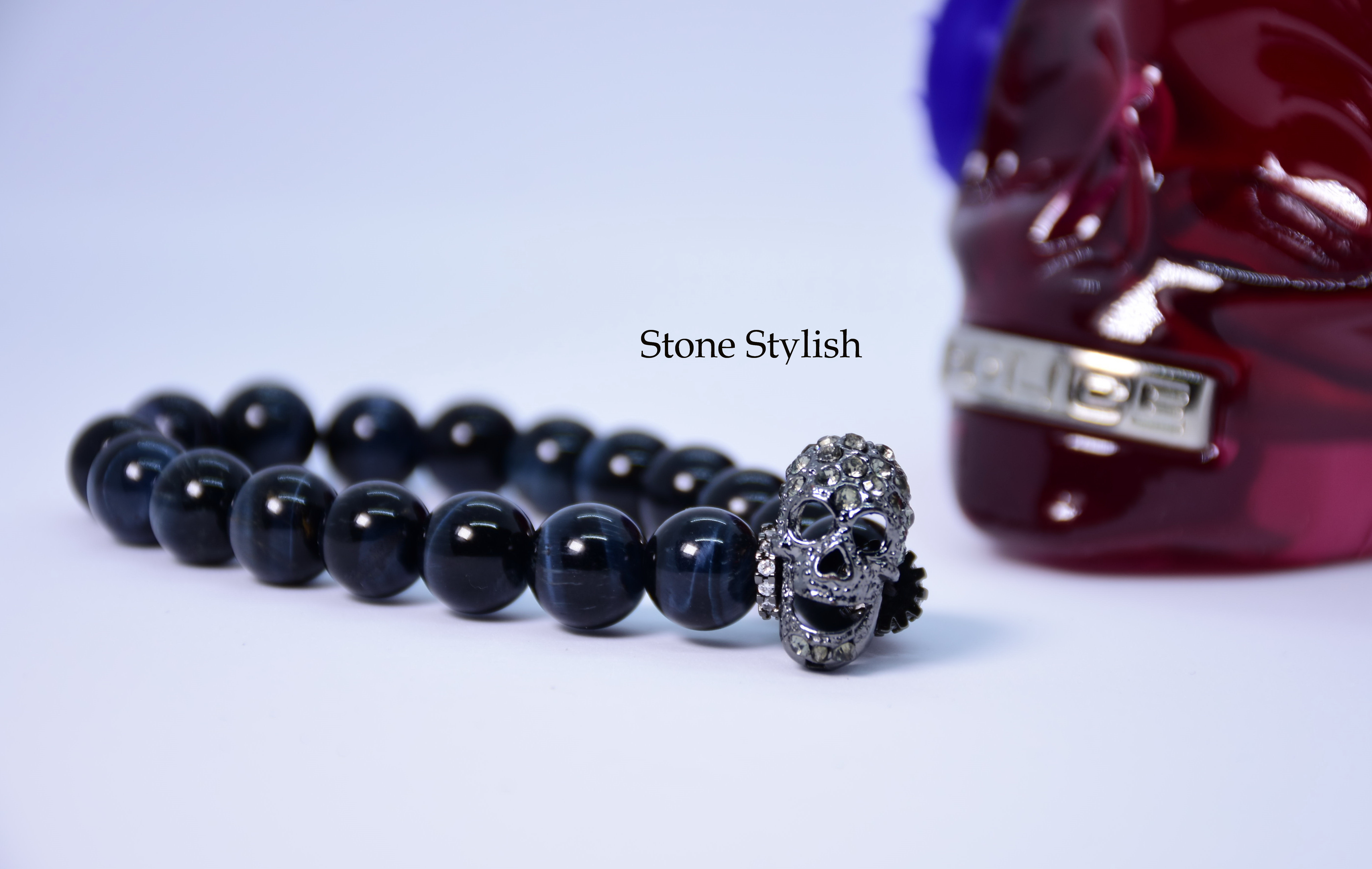 สร้อยข้อมือ บลูไทเกอร์อายส์ Blue Tiger’s eye ขนาด 13 มิล