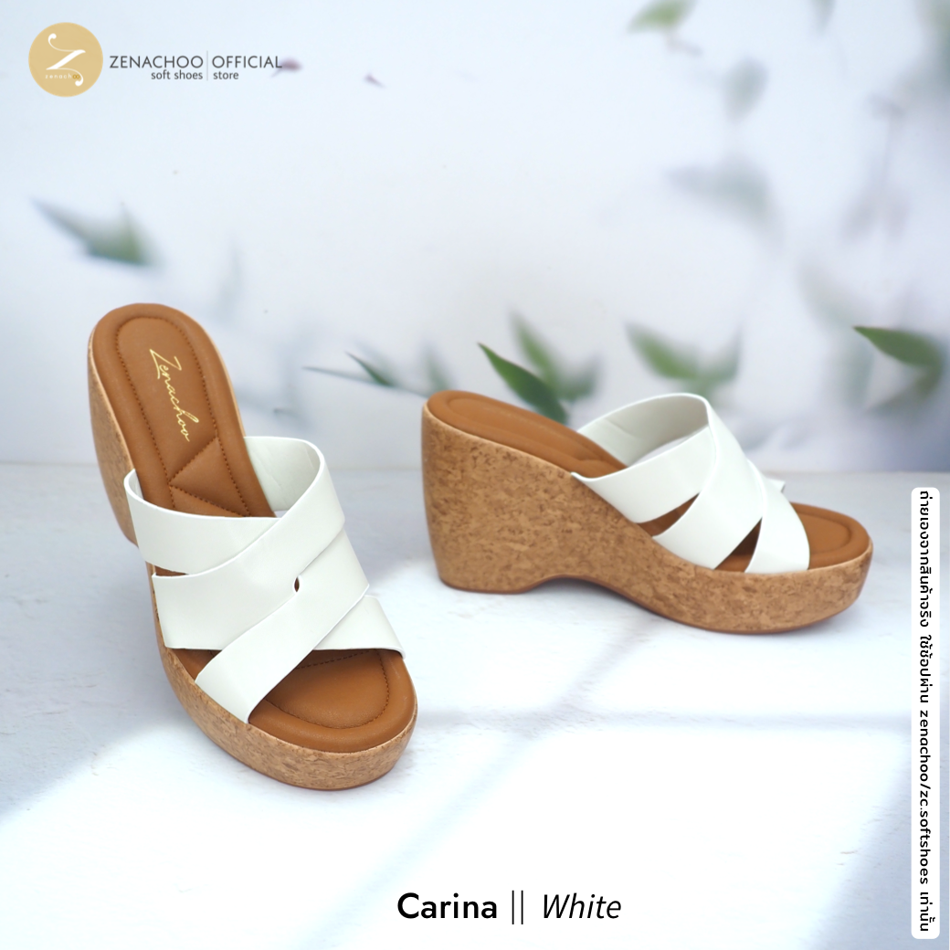 ทรงปกติ เปลี่ยนไซส์ได้-ไม่รับคืน ส้นเตารีด เสริมหน้า Zenachoo Carina สูง 3.5 นิ้ว รองเท้าหนัง สังเคราะห พื้นนิ่มมาก