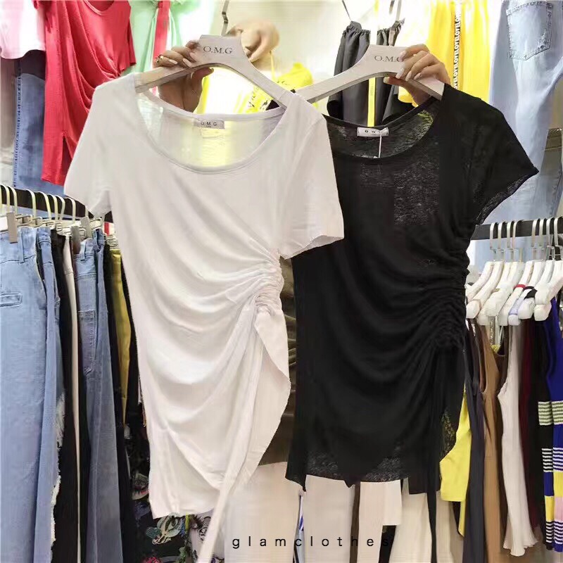 เสื้อยืดคอวีสีพื้น