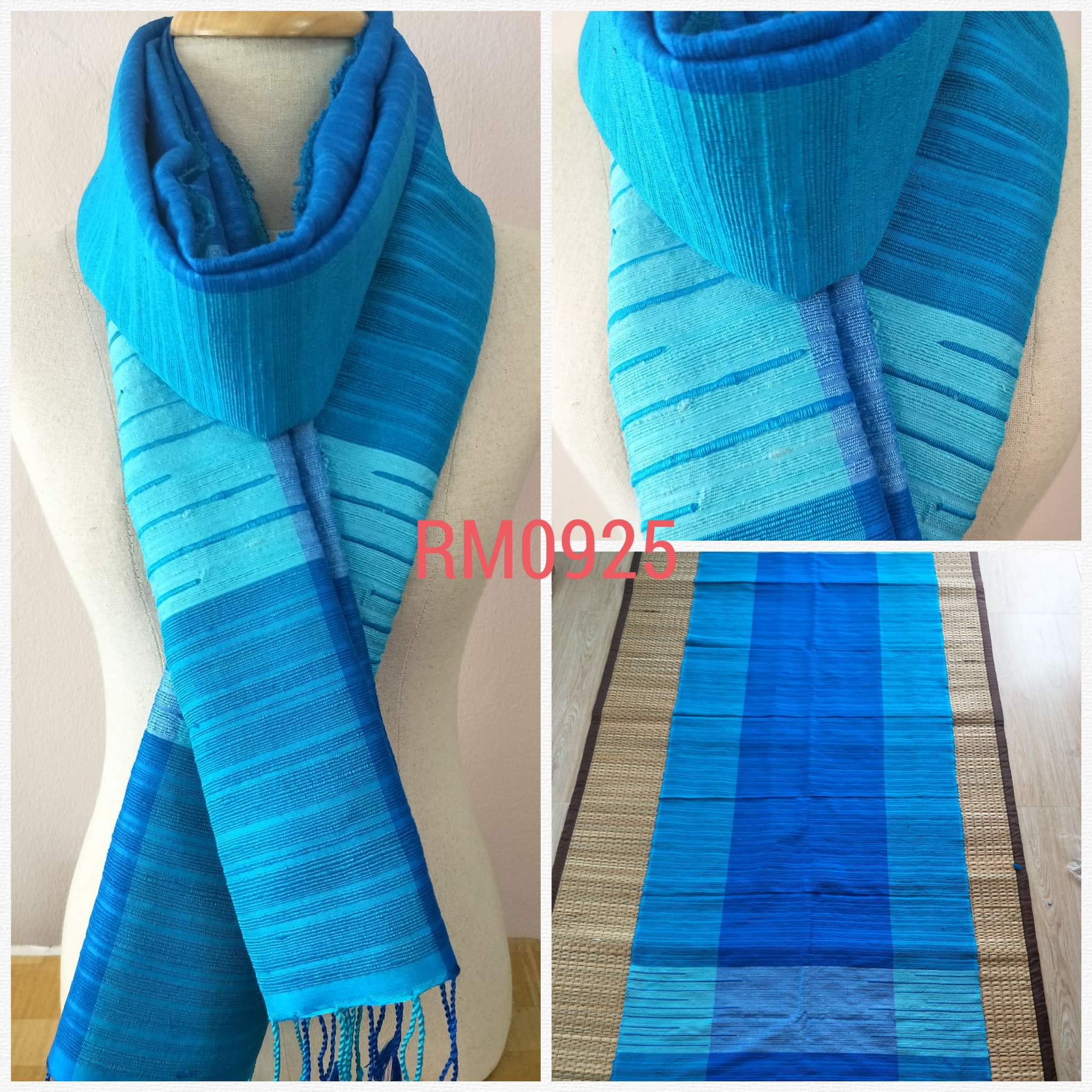 ผ้าคลุมไหล่ ไหมแท้ทอมือ ลายสี่เส้น/สายฝน Thai Silk Hand-woven Shawls