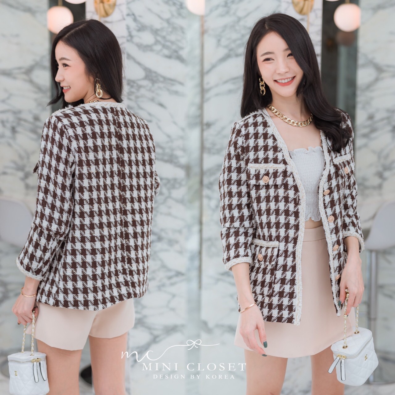 เบลเซอร์เสื้อคลุมผ้าtweed