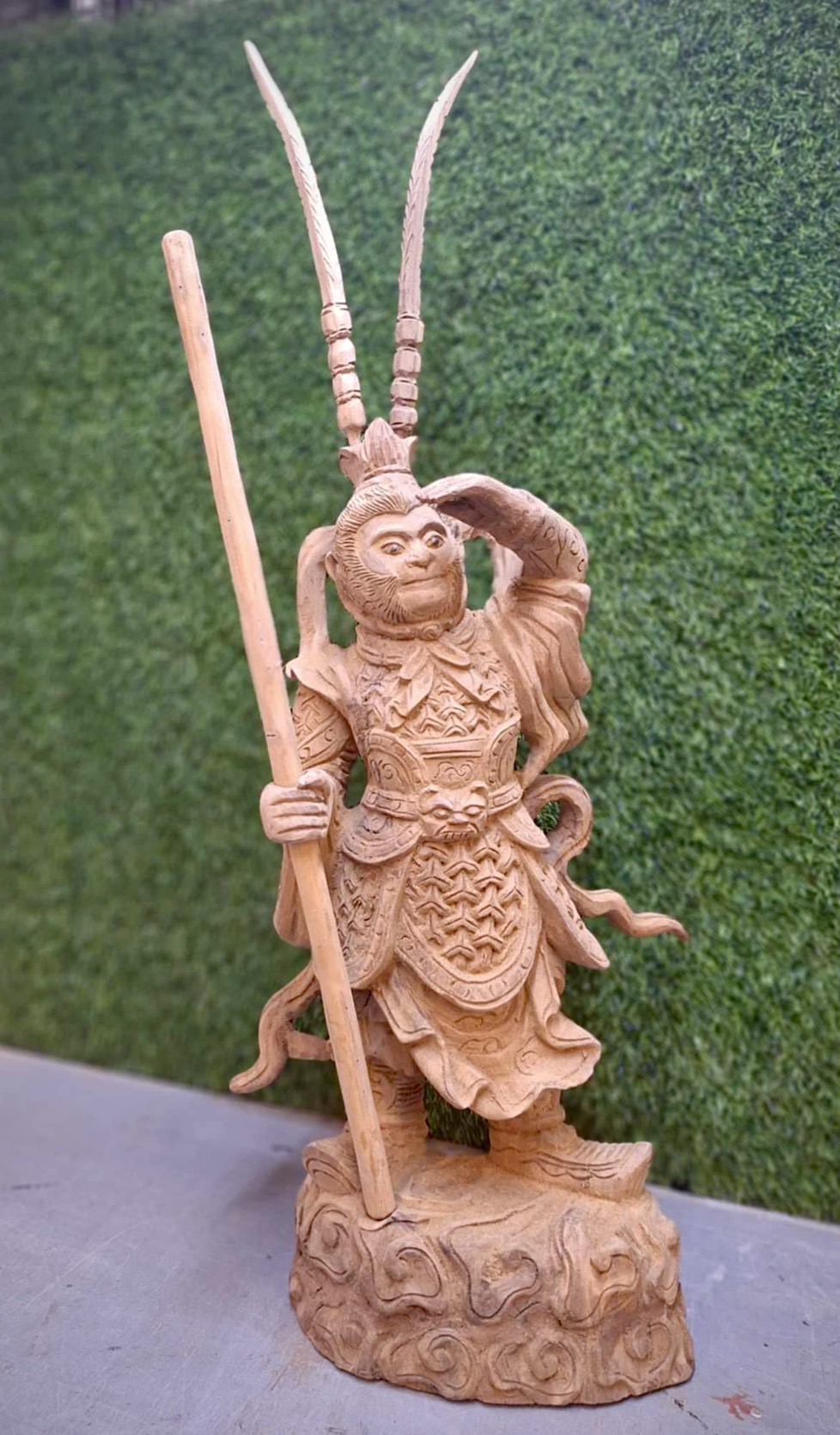 เทพเจ้าเห้งเจียแกะสลักไม้สักทอง ไต่เสี่ยฮุกโจ้ว ซุนหงอคง Sun Wukong