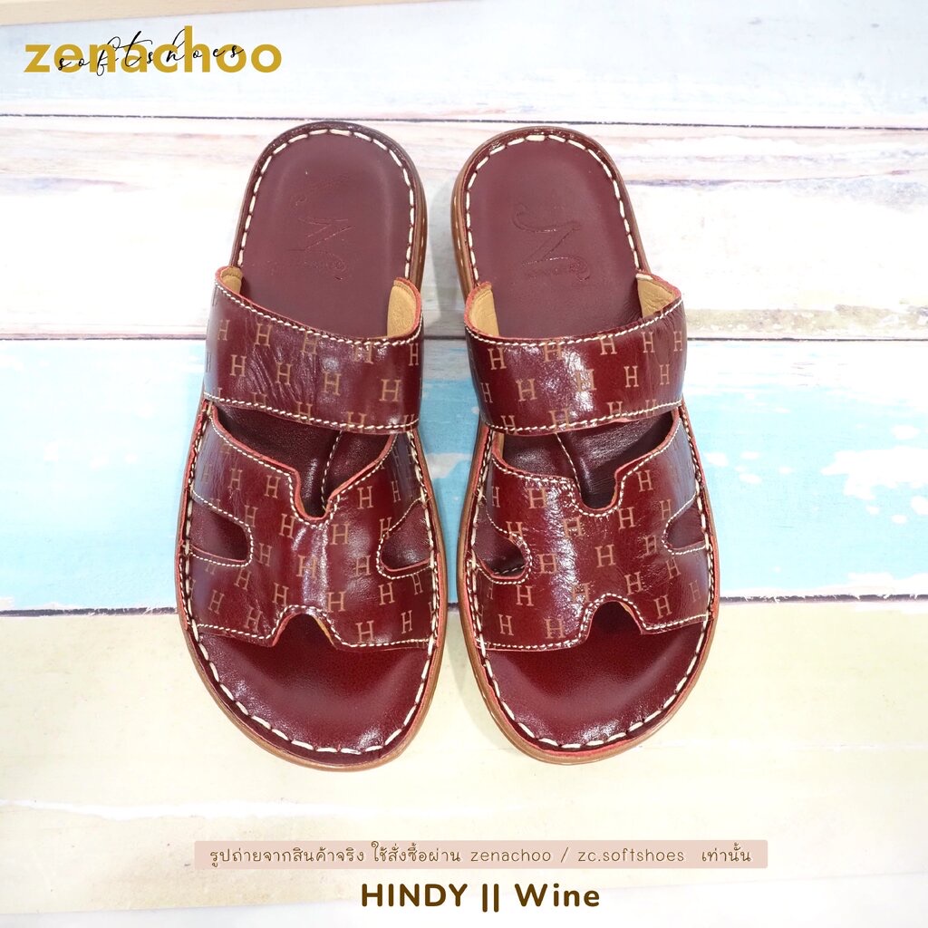 ทรงปกติ สินค้าลดราคา ไม่รับเปลี่ยน-คืน Zenachoo รองเท้าสุขภาพ รุ่น Hindy สูง 2 นิ้วหนังแท้ รุ่นขายดี