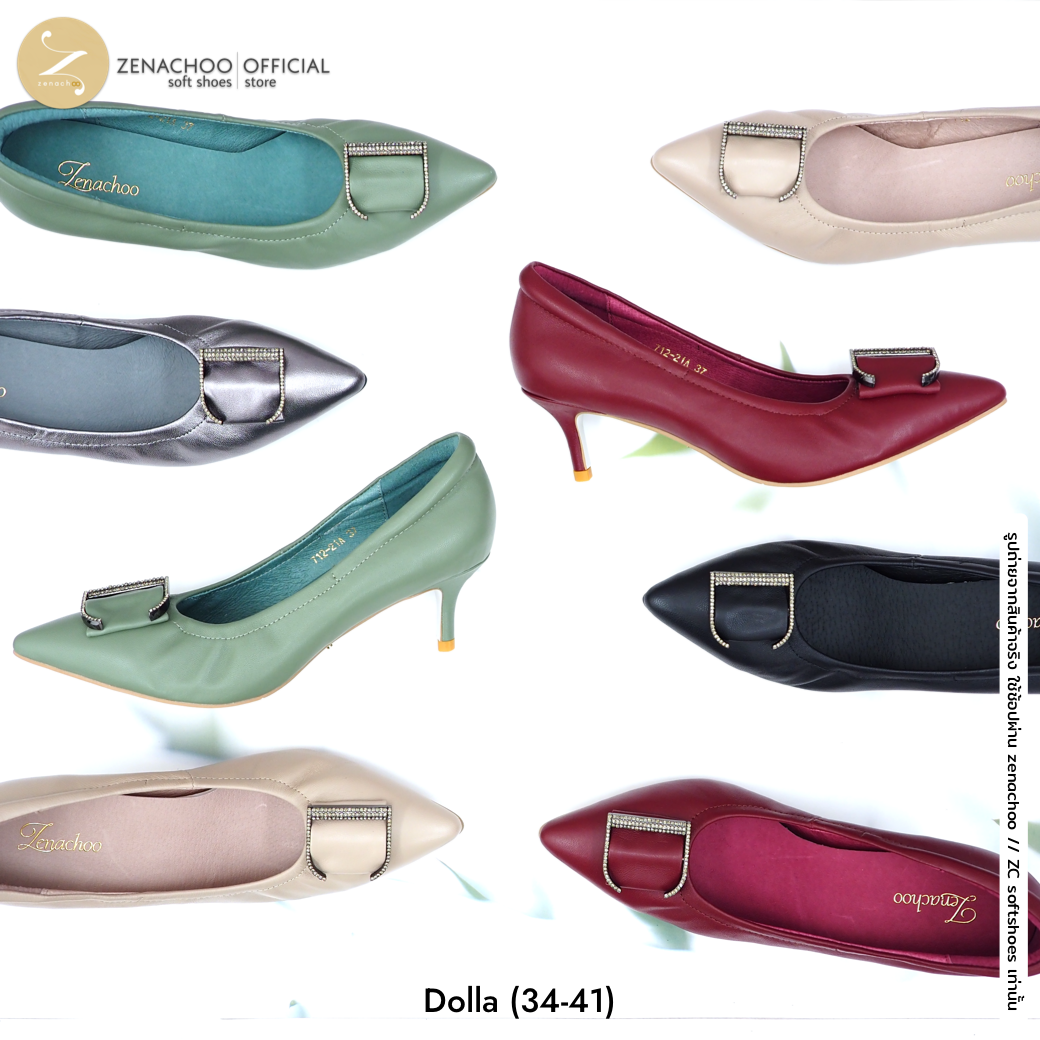 ทรงปกติเปลี่ยนไซส์ได้-ไม่รับคืน ทรงขายดี Zenachoo รุ่น Dolla สูง 2 นิ้ว รองเท้าหนังแกะแท้ หนังนิ่ม พื้นนุ่ม