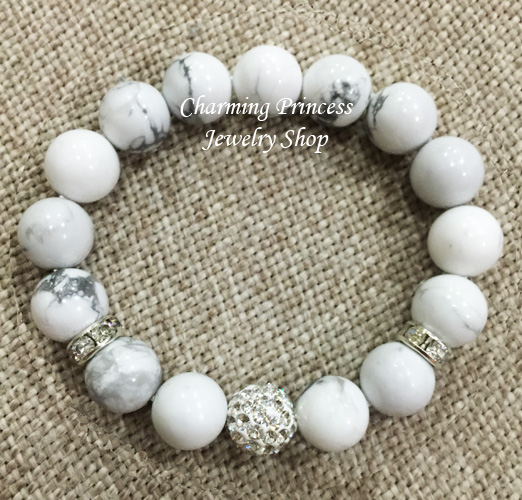 Howlite 10 มม ฮาวไลท์ หินใจเย็น ประดับ คริสตัล