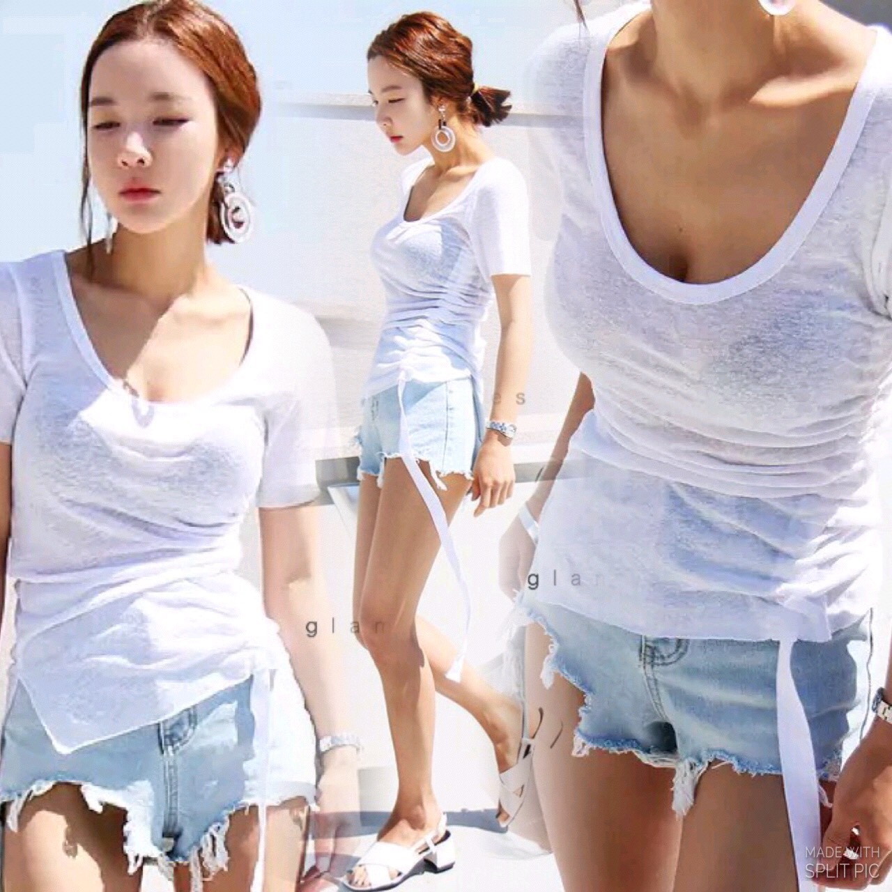 เสื้อยืดคอวีสีพื้น