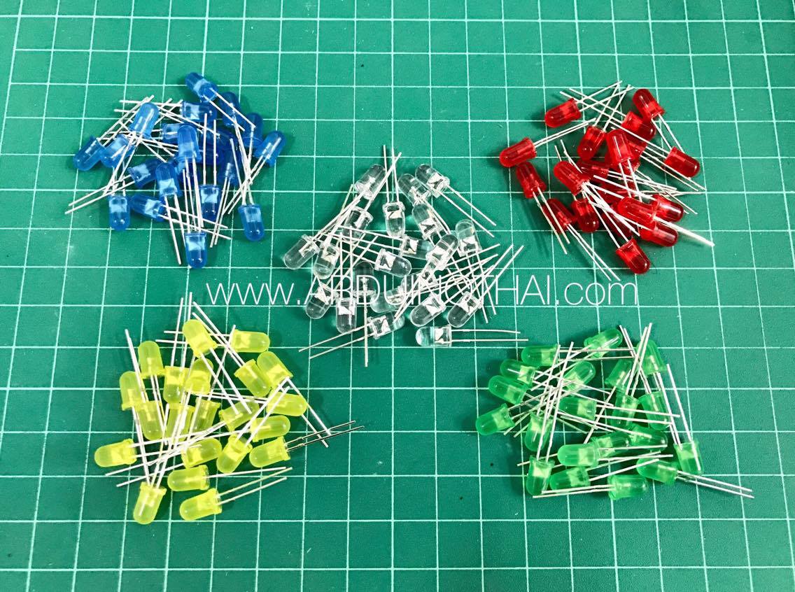 5mm LED Pack จำนวน 100 ดวง 5สี สีละ 20 ดวง