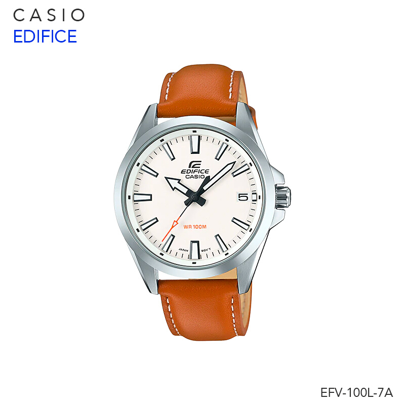 Casio Edifice นาฬิกาข้อมือผู้ชาย สายหนัง รุ่น EFV-100 EFV-100L EFV-100L-1A EFV-100L-7A