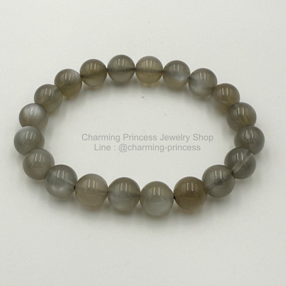 Moonstone Grey มูนสโตนสีเทา หรือ มุกดาหาร 9.5-10 มม