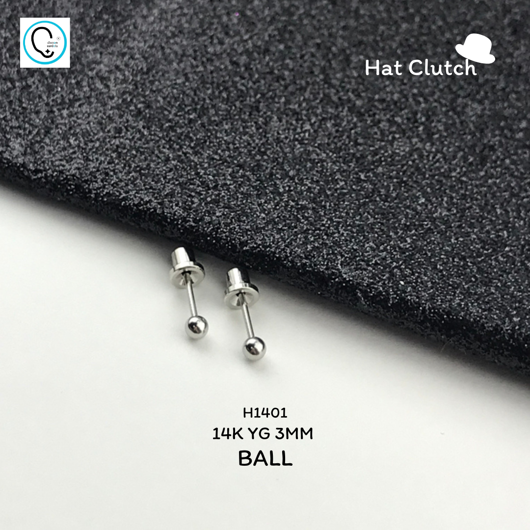 (สำหรับเจาะ ทองแท้14K)แป้นหมวก 14K YG 3MM BALL แพคเกจปลอดเชื้อ ปลอดภัย100%_H1401__