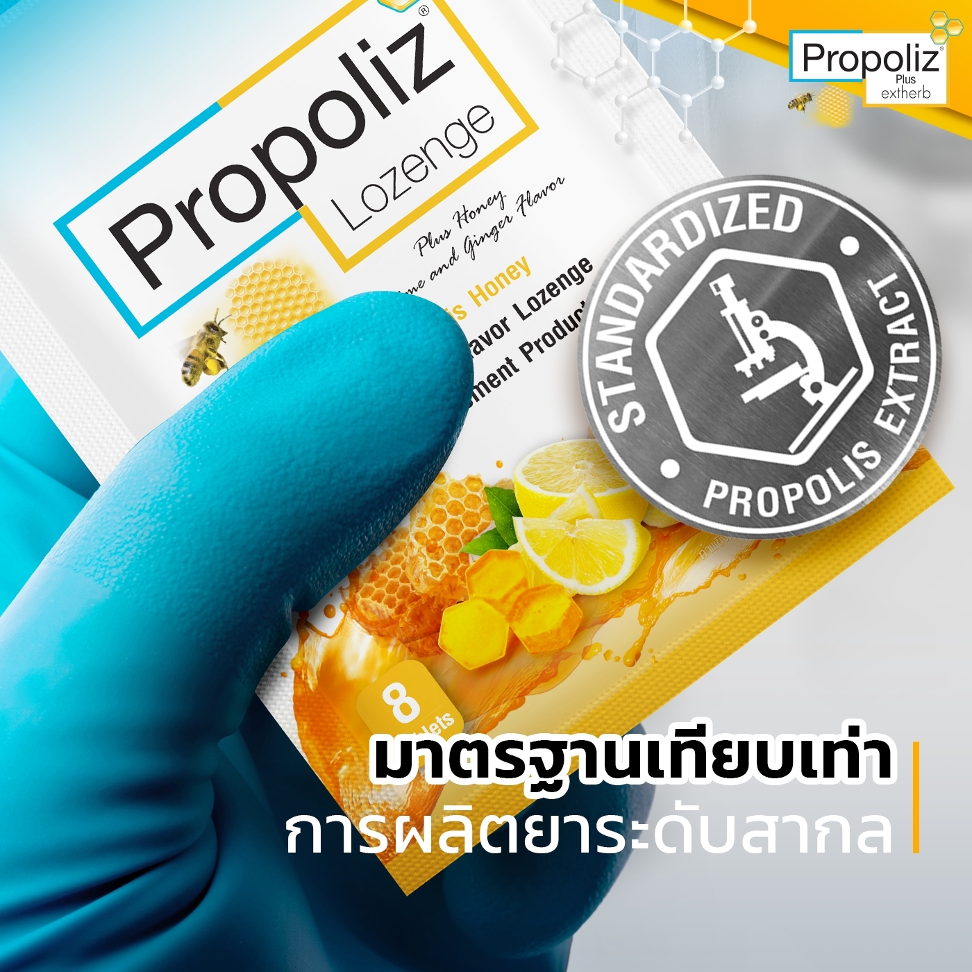 โพรโพลิซ ชนิดเม็ดอม Propoliz Lozenge 1 กล่อง 10 ซอง