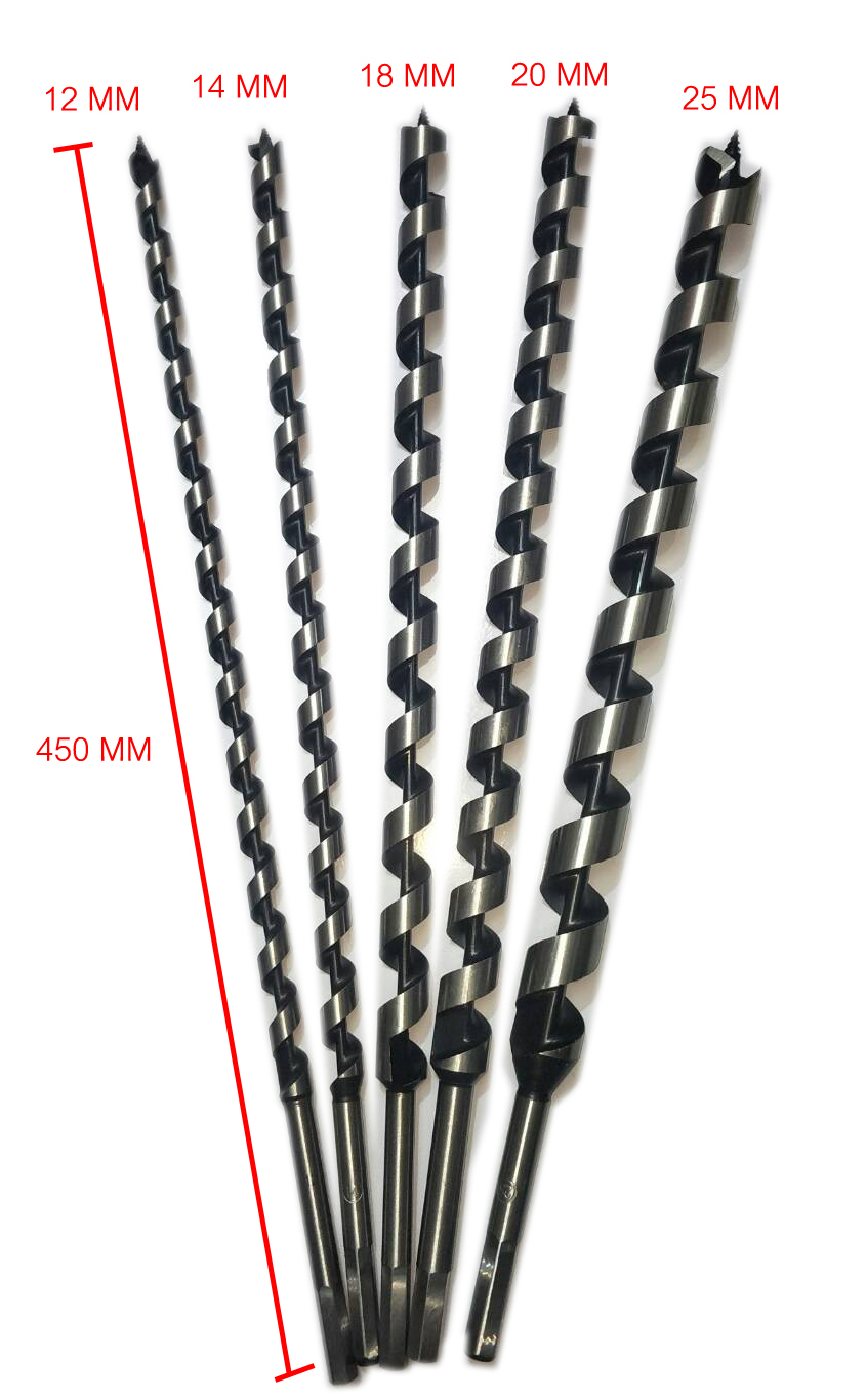 D23 ชุดดอกเจาะไม้ยาว 450 mm 12-25 mm สำหรับ เจาะต้นปาล์ม/ต้นไม้ /เจาะไม้หนา