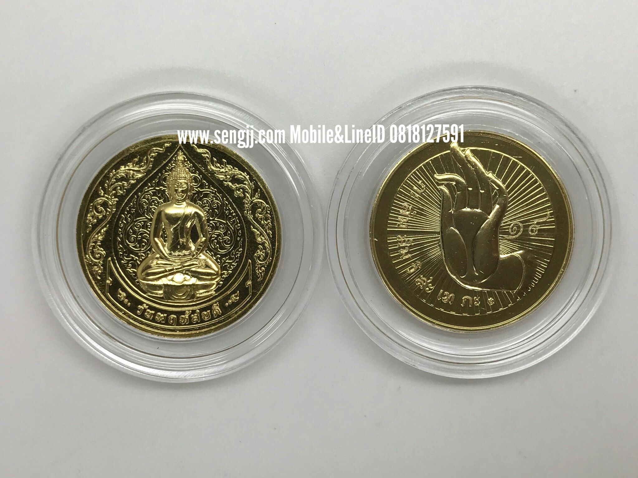 เหรียญที่ระลึกนิเกิลชุบทอง 3 ซม. พระประจำวัน 8 ปาง (ชุดละ 8 เหรียญพร้อมใบรับรอง)