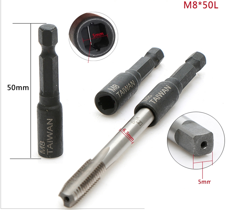 AD46 ชุดบล็อกสำหรับใส่ดอกต๊าป M4-M14 แกนหกเหลี่ยม 1/4 *** ไมไ่ด้แถมดอกต๊าป