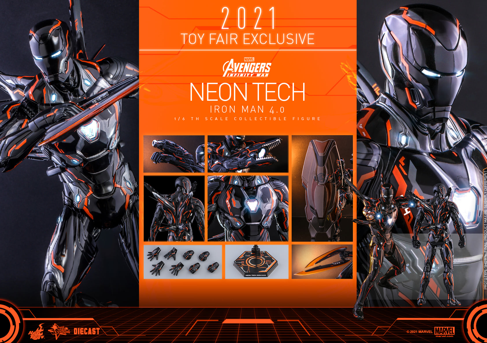 Hot Toys MMS597D39 1/6 Avengers: Infinity War - Neon Tech Iron Man 4.0 [Toy Fair Exclusive 2021]