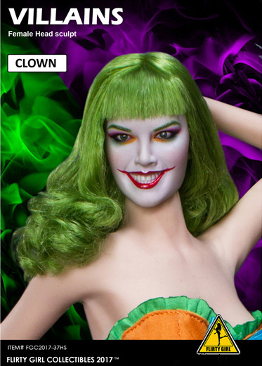 Flirty Girl FGC2017-37HS VILLAINS Female head sculpt - CLOWN