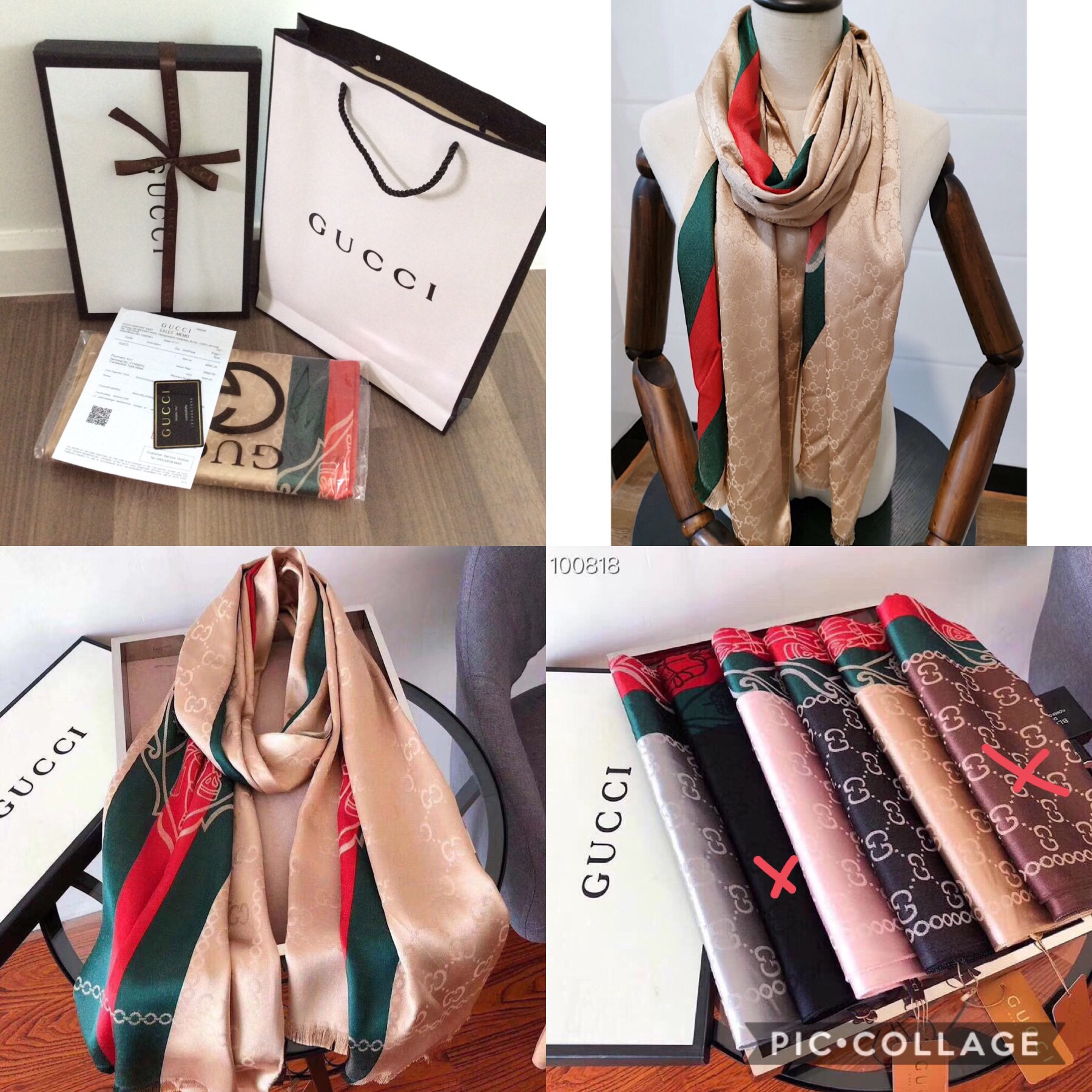 ผ้าพันคอ ผ้าคลุมไหล่ GUCCI รอบนี้มาเป็นเซ็ทของขวัญสุดหรูพร้อมกล่องและถุงกระดาษ