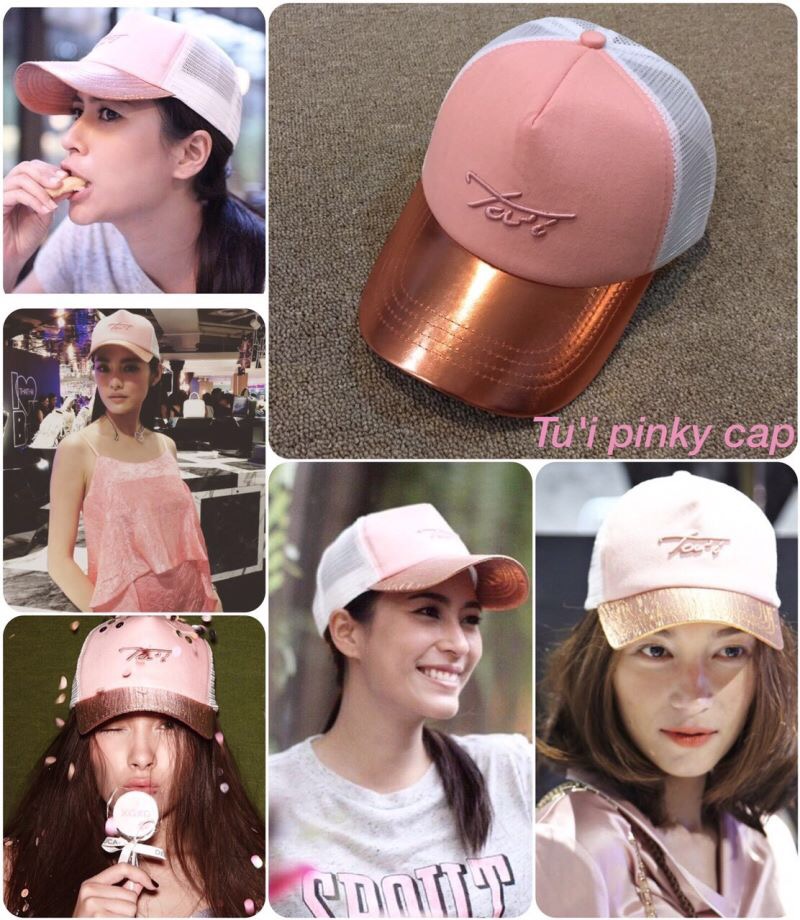 Tuipinkycap หมวกcap แบรนด์ Tu'i หน้าหมวกสีชมพู บุฟองน้ำด้านใน