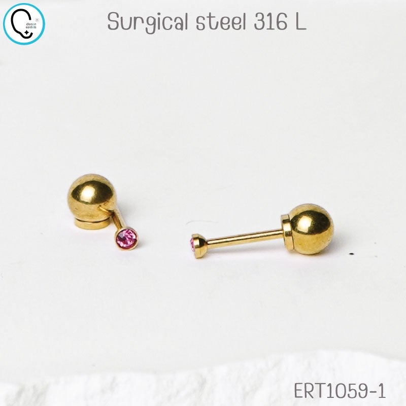 (ส่งฟรี!) “เช็คสินค้าทัก line ก่อนโอนนะคะ”ต่างหูสำหรับผิวแพ้ง่ายแป้นตัน สแตนเลสเกรดการแพทย์ CZ bezel clear ปลอดภัย100%_ERT1059