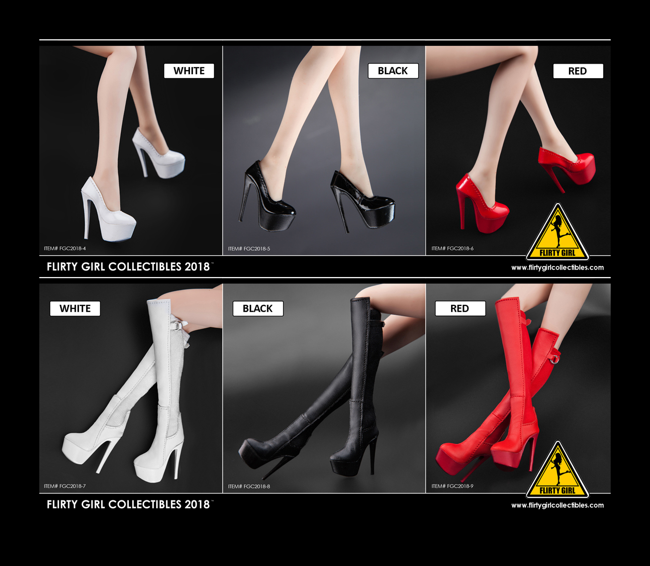 FLIRTY GIRL COLLECTIBLES FGC2018-4, 5, 6, 9 1/6 High Heel Female Shoes & Boots