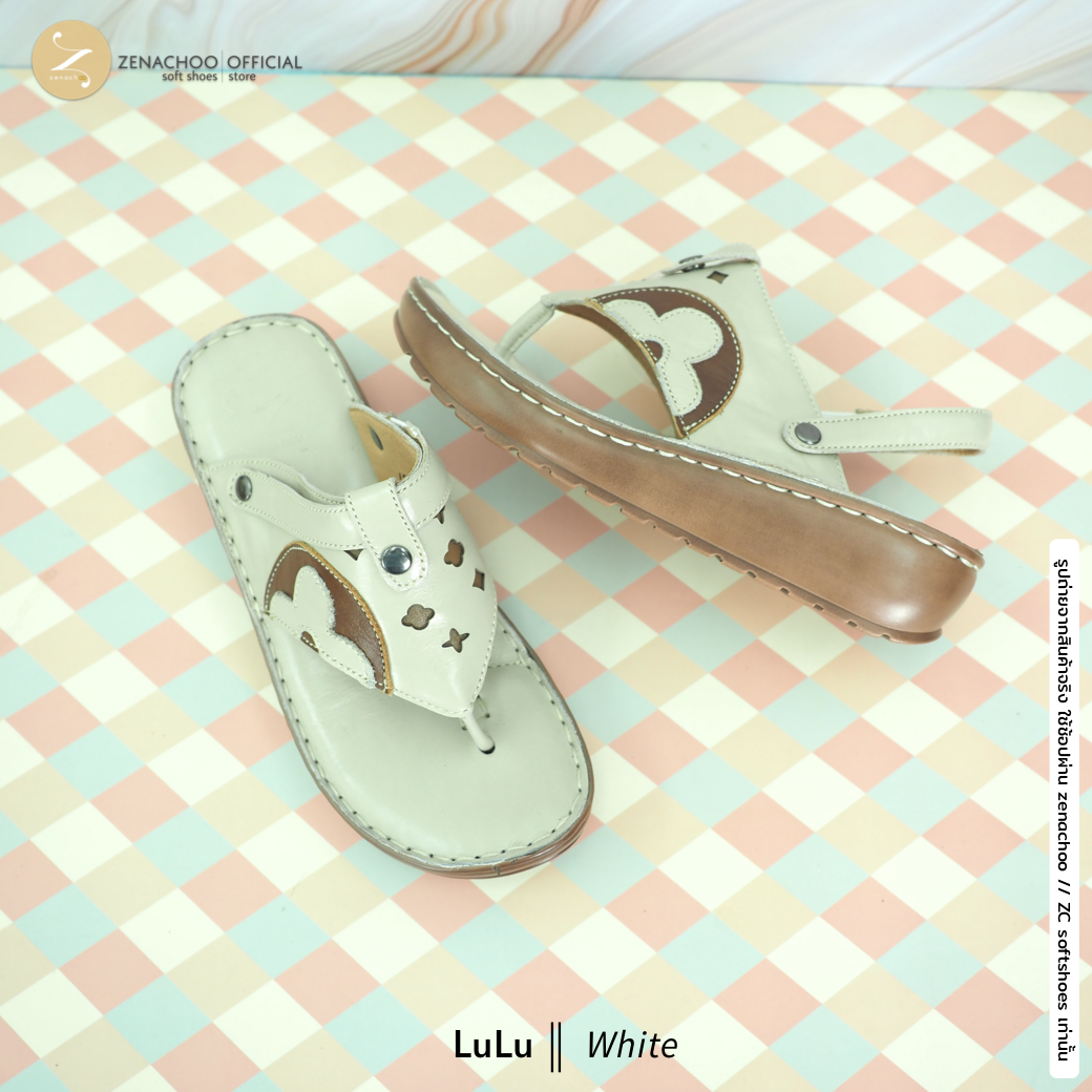ทรงปกติ เปลี่ยนไซส์ได้-ไม่รับคืน Zenachoo รองเท้าสุขภาพ หนังแท้ทั้งคู่ รุ่น LuLu สูง 1.5 นิ้ว ปรับสายได้ รับประกันความนุ่มสบาย