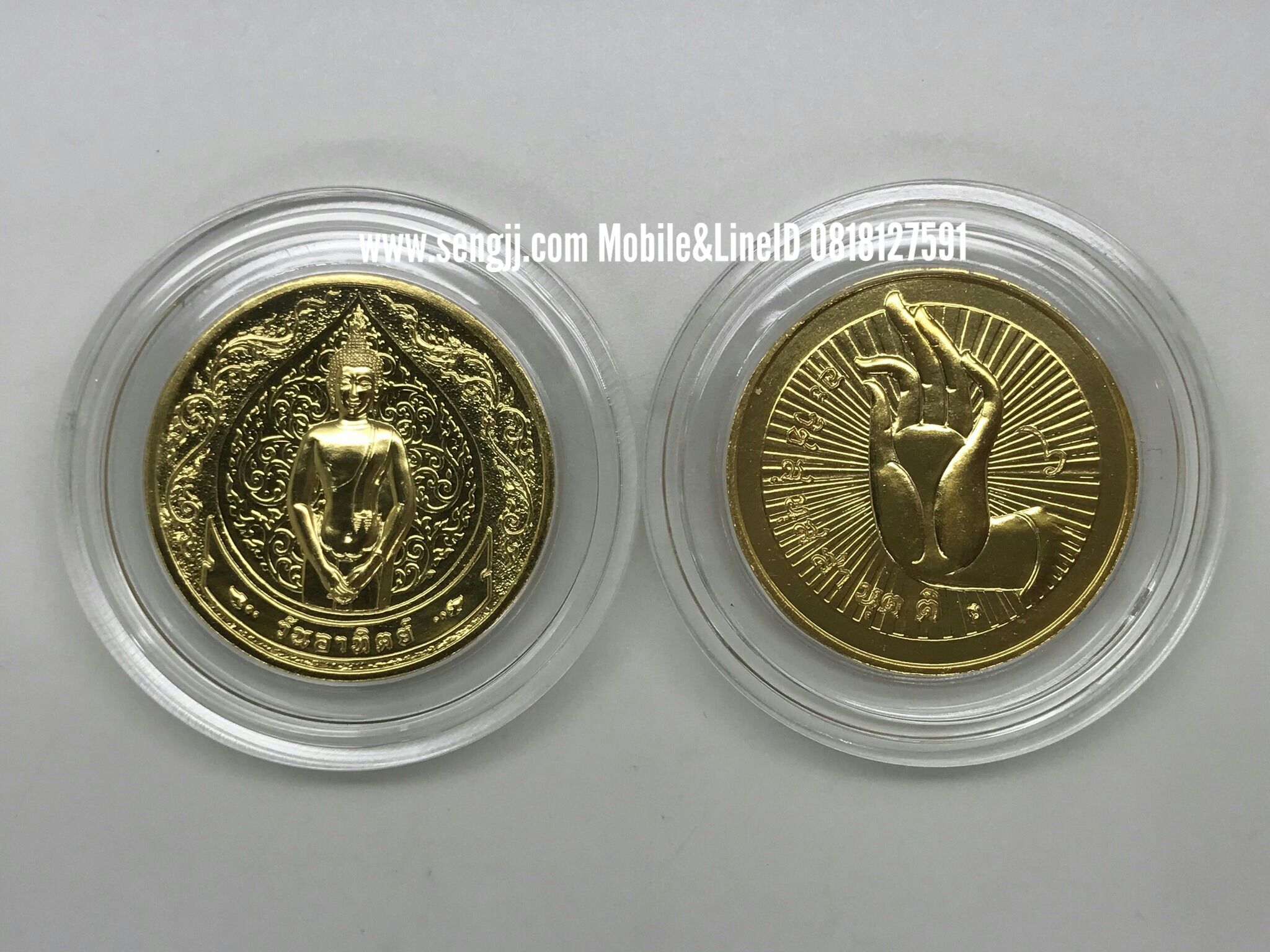 เหรียญที่ระลึกนิเกิลชุบทอง 3 ซม. พระประจำวัน 8 ปาง (ชุดละ 8 เหรียญพร้อมใบรับรอง)