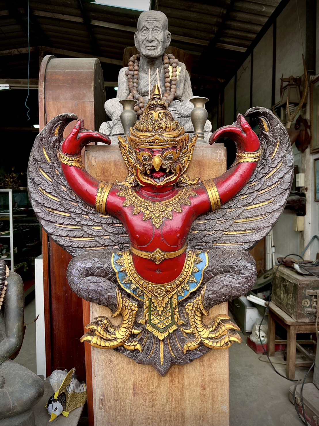 พญาครุฑสำนักงานเก่า ครุฑแขวนผนัง ขนาด65ซม ครุฑหน้าดุ